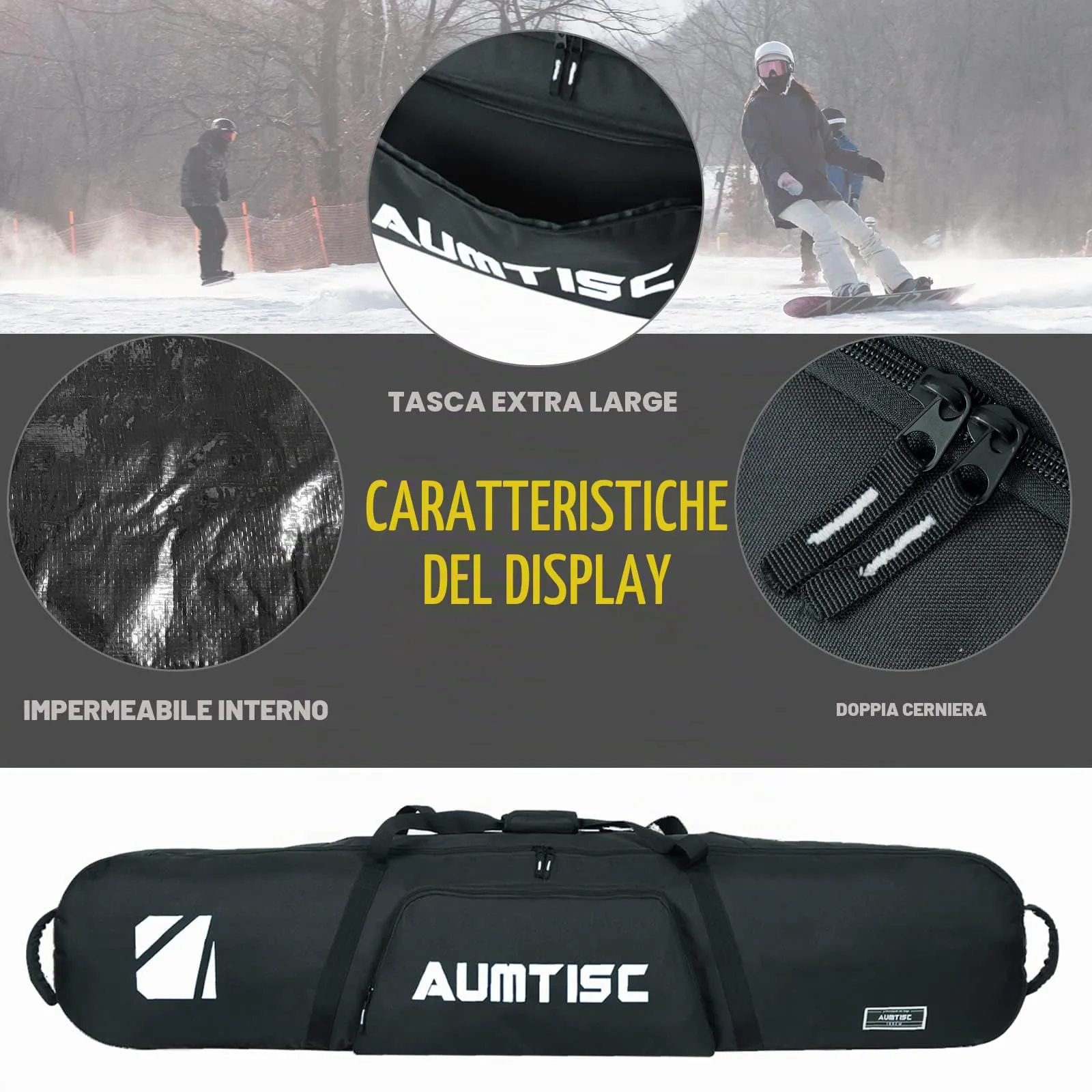 AUMTISC Borsa da Sci e Snowboard Imbottita, 155 cm, Bianco - immagine 4