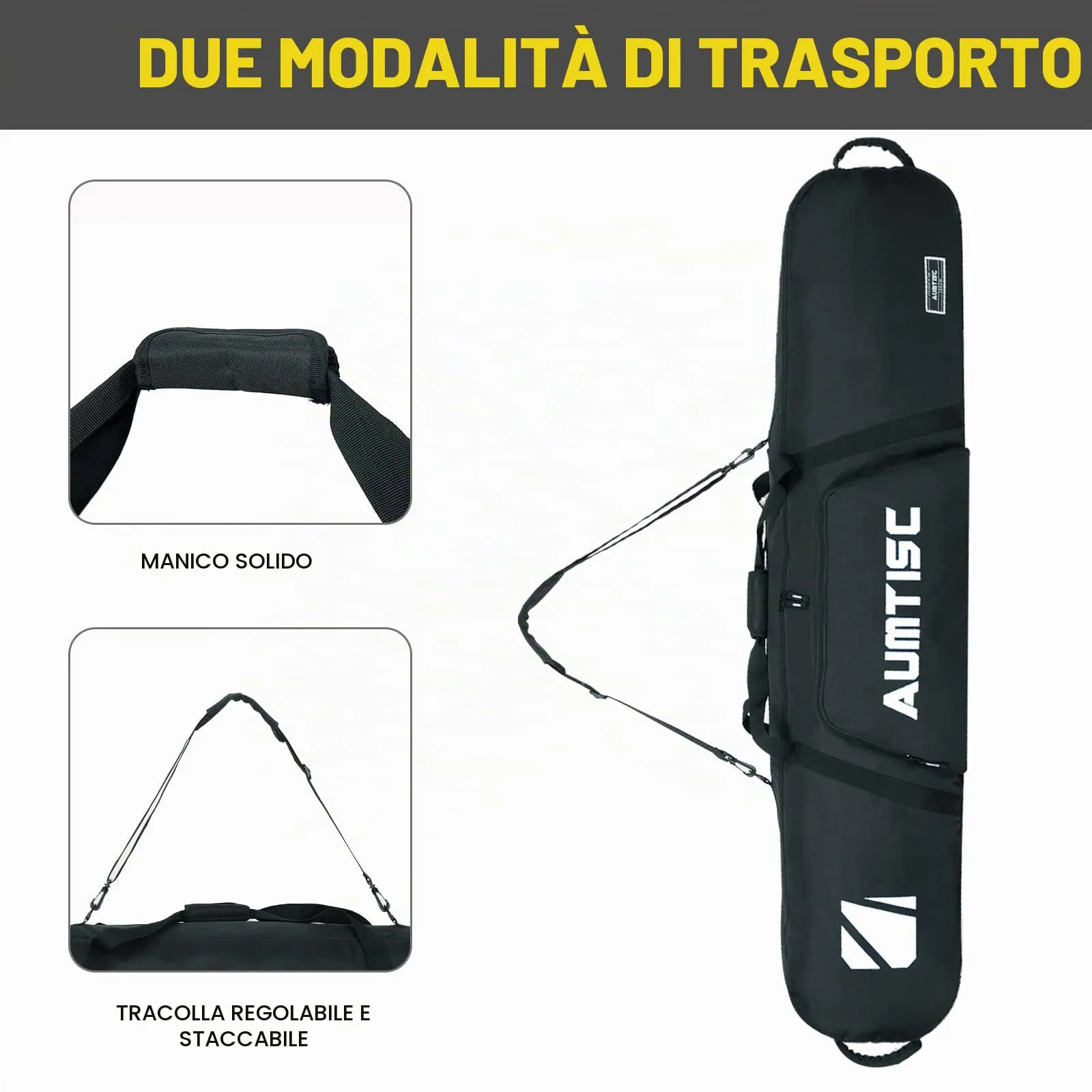 AUMTISC Borsa da Sci e Snowboard Imbottita, 155 cm, Bianco - immagine 5
