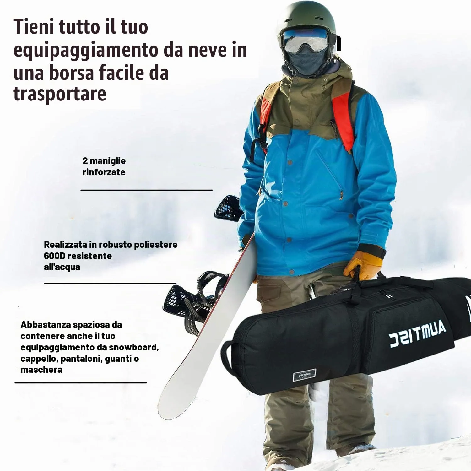 AUMTISC Borsa da Sci e Snowboard Imbottita, 155 cm, Bianco - immagine 6