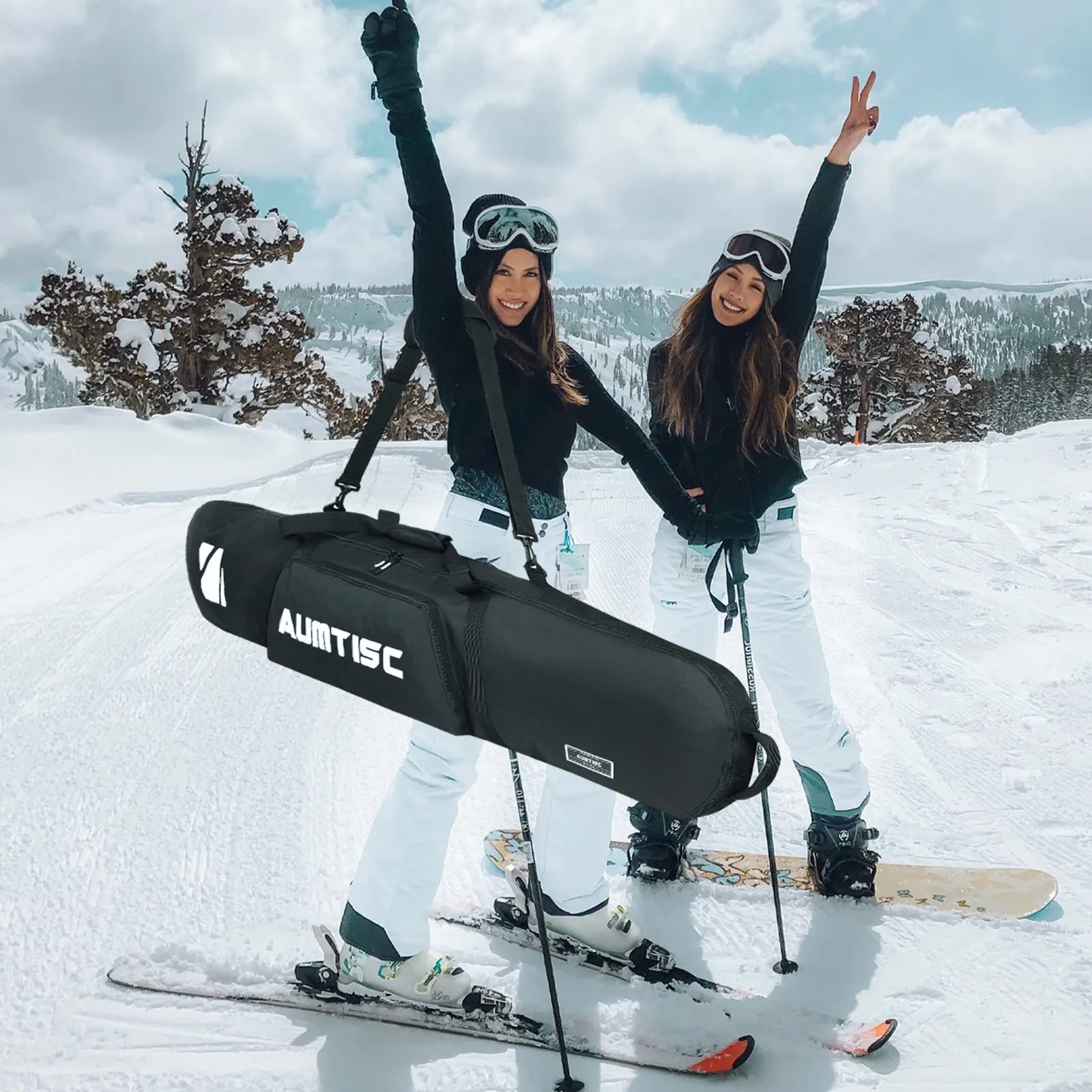 AUMTISC Borsa da Sci e Snowboard Imbottita, 155 cm, Bianco - immagine 7
