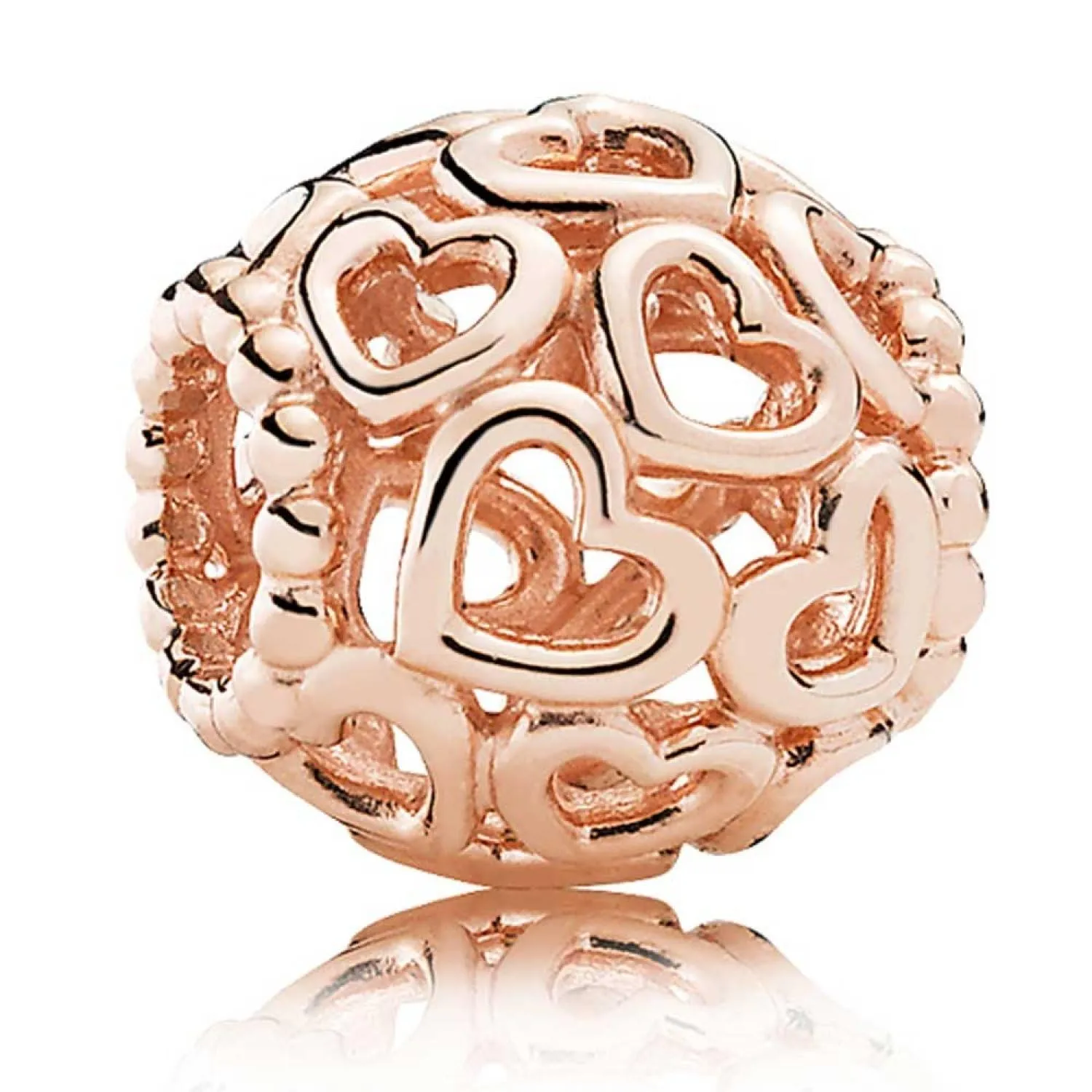 Pandora Icons Ciondolo con cuori traforati placcato in oro rosa 14k - immagine 4
