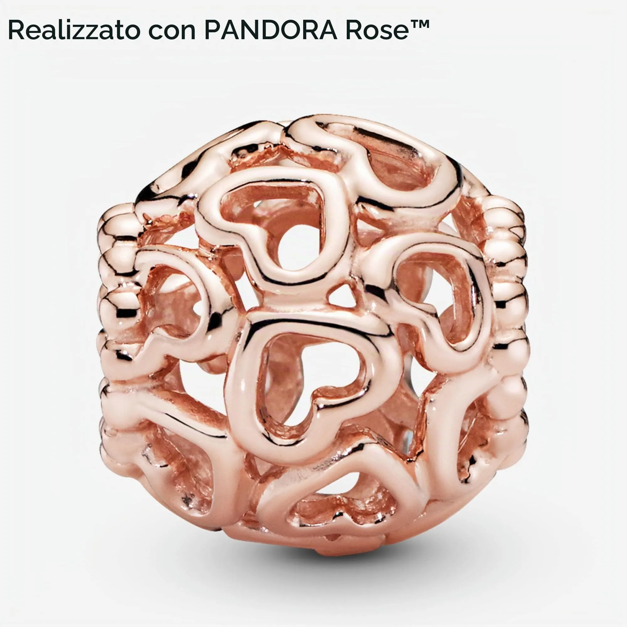 Pandora Icons Ciondolo con cuori traforati placcato in oro rosa 14k - immagine 5