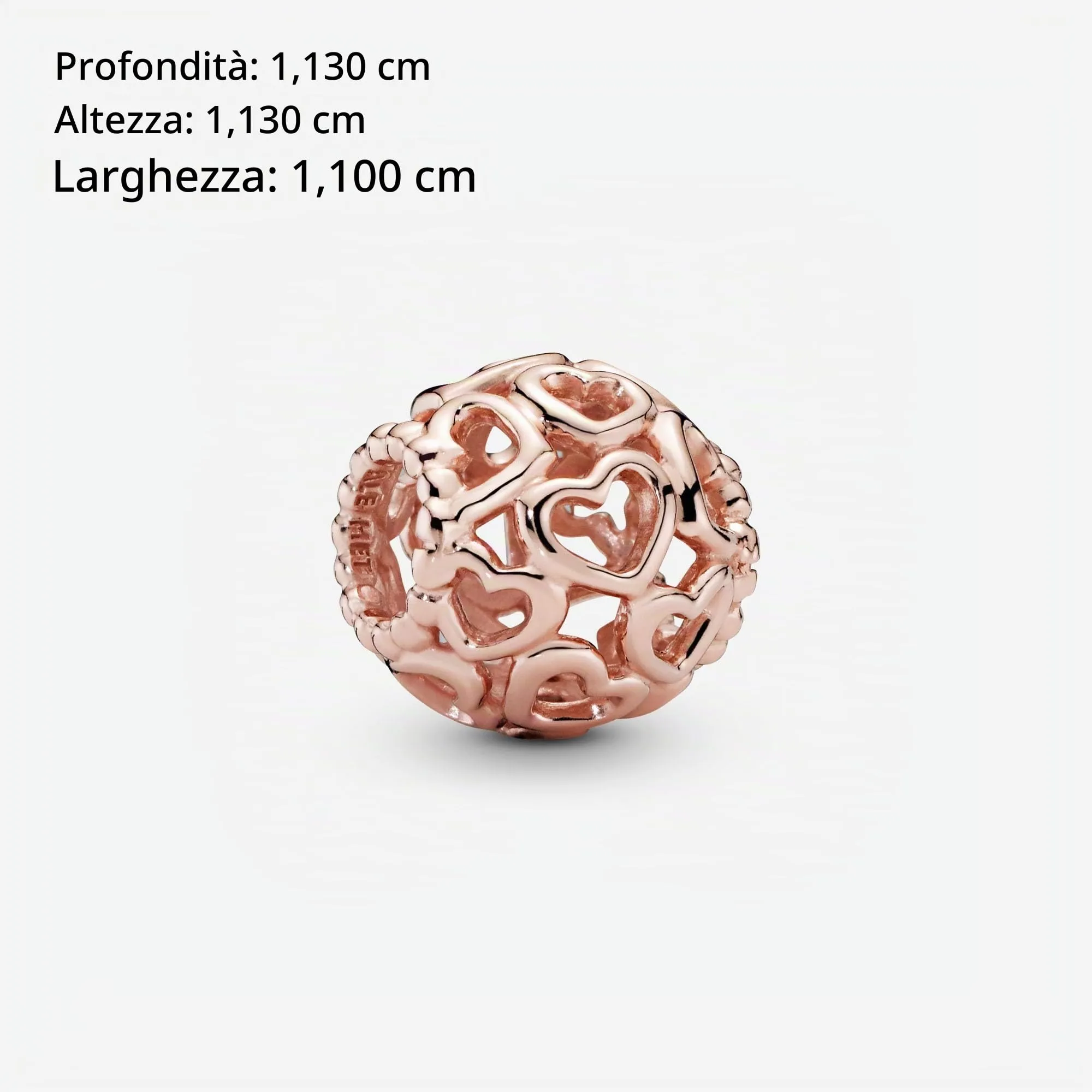 Pandora Icons Ciondolo con cuori traforati placcato in oro rosa 14k - immagine 7