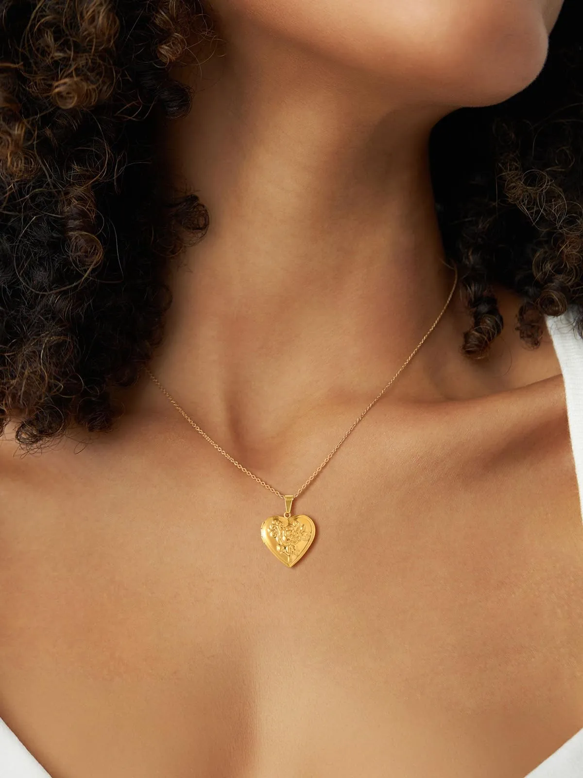 U7 Collana con Foto Personalizzata Cuore in Acciaio Inossidabile Oro, 50 cm - immagine 2