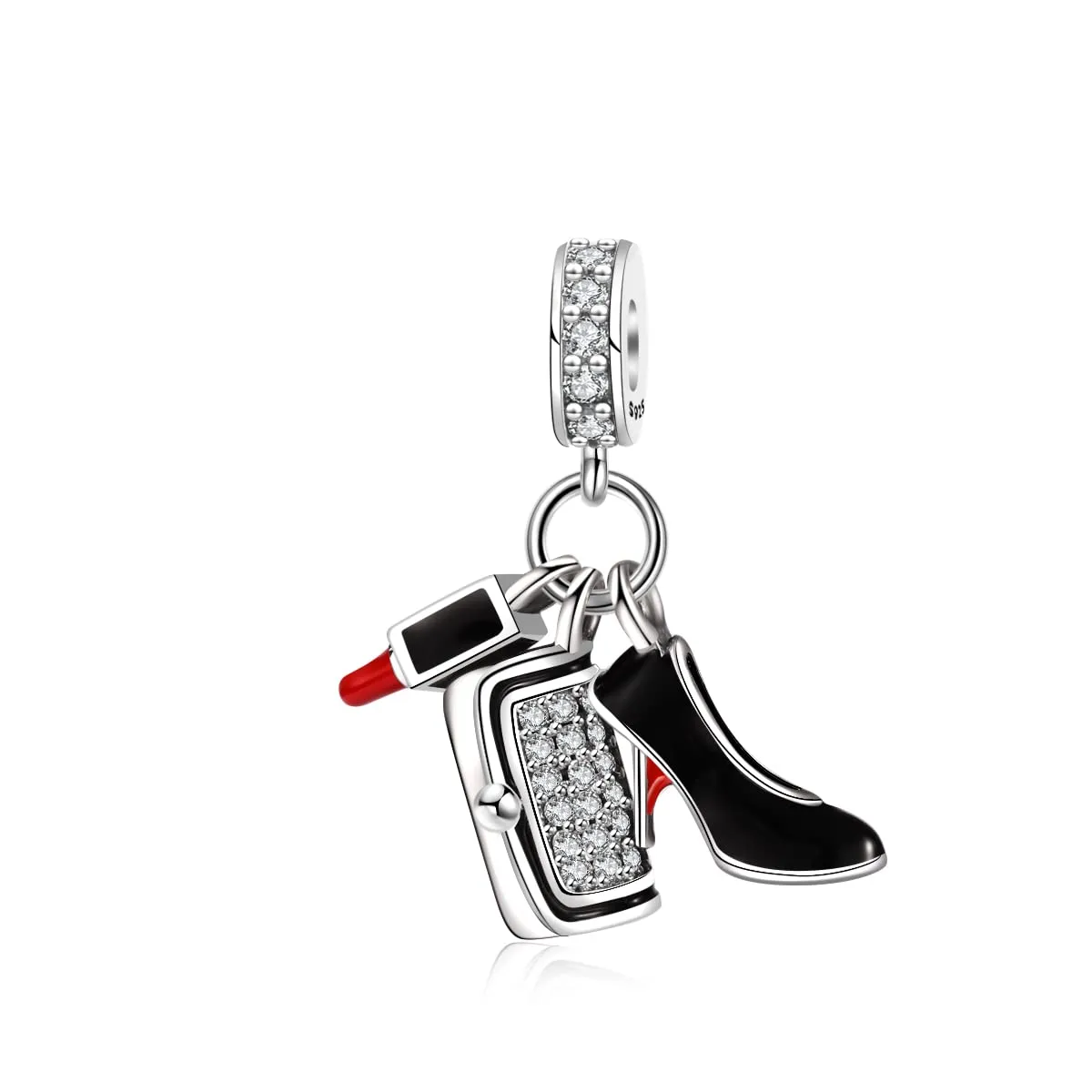Symretie Bead Charm Ciondolo Argento Sterling 925 con Cubic Zirconia per Braccialetti e Collane Europei - immagine 1