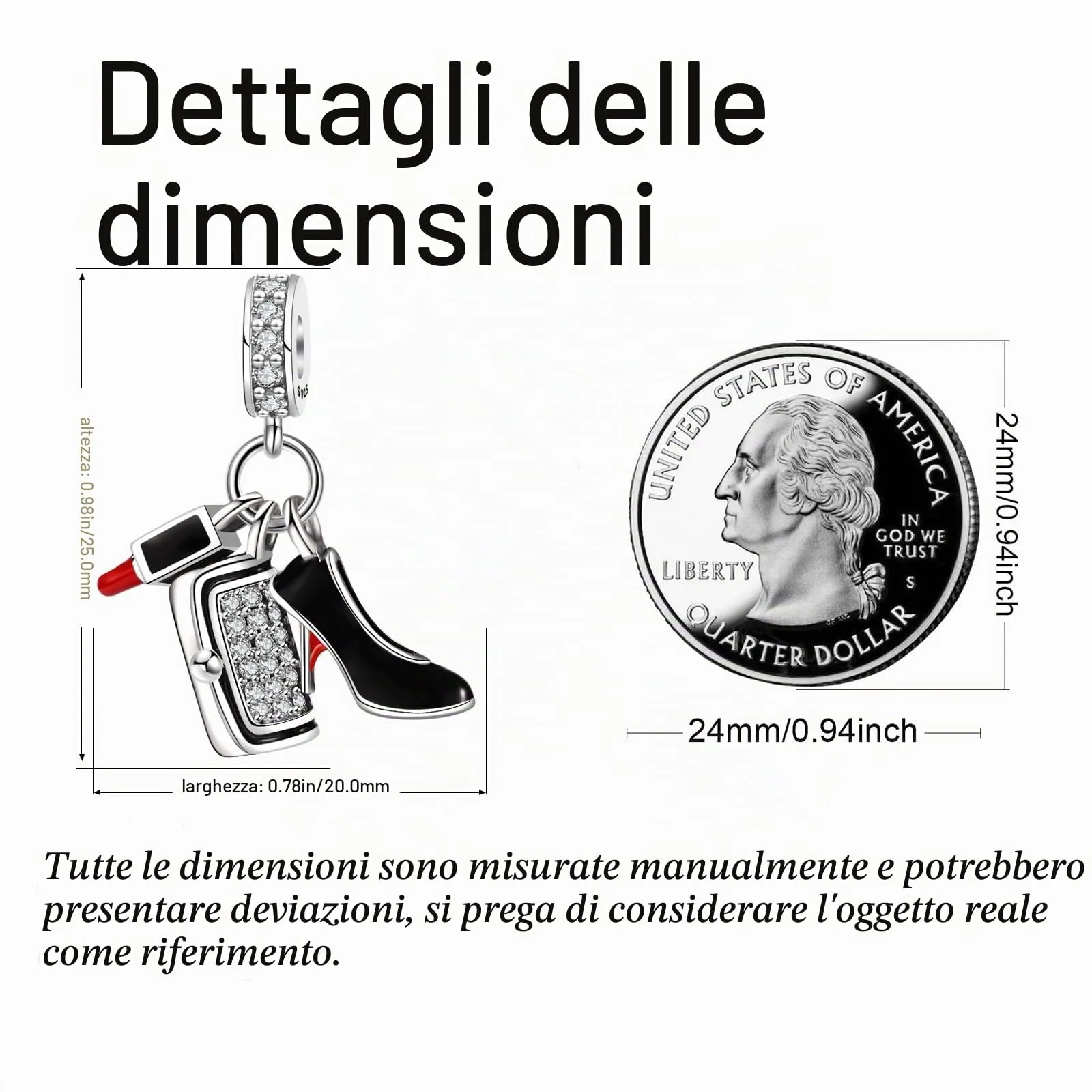 Symretie Bead Charm Ciondolo Argento Sterling 925 con Cubic Zirconia per Braccialetti e Collane Europei - immagine 2