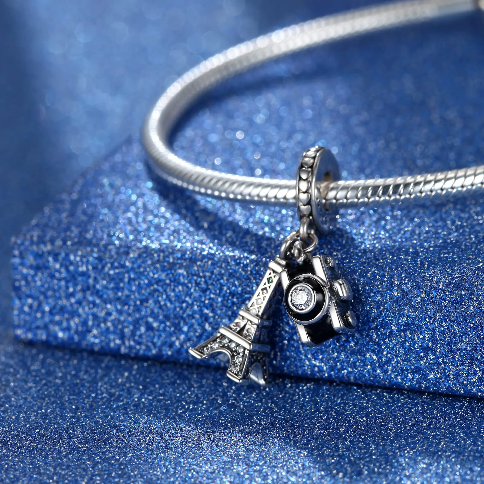 Symretie Bead Charm Ciondolo Argento Sterling 925 con Cubic Zirconia per Braccialetti e Collane Europei - immagine 2
