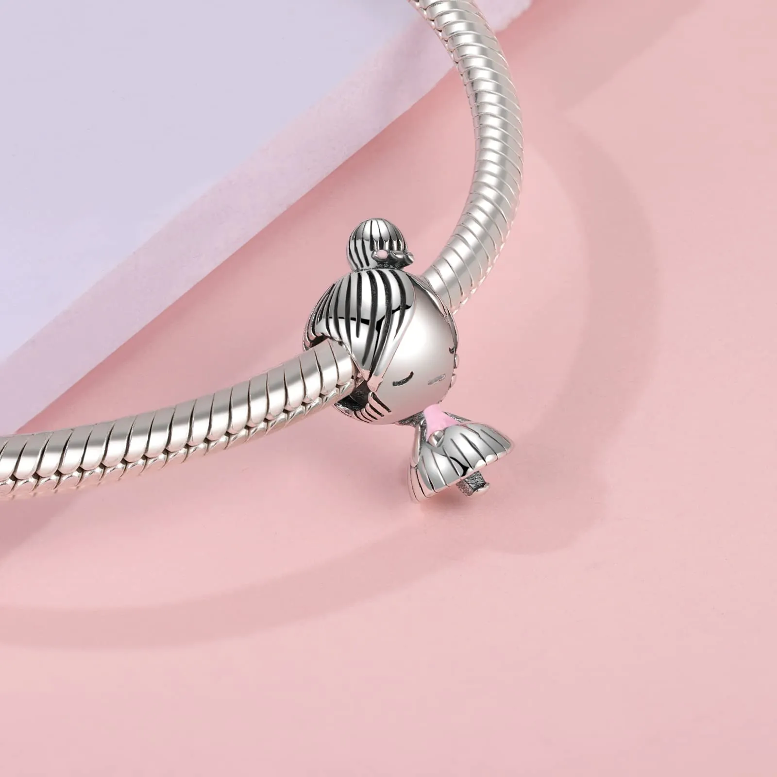 Symretie Bead Charm in Argento Sterling 925 con Cubic Zirconia, compatibile con Pandora e braccialetti europei - immagine 2
