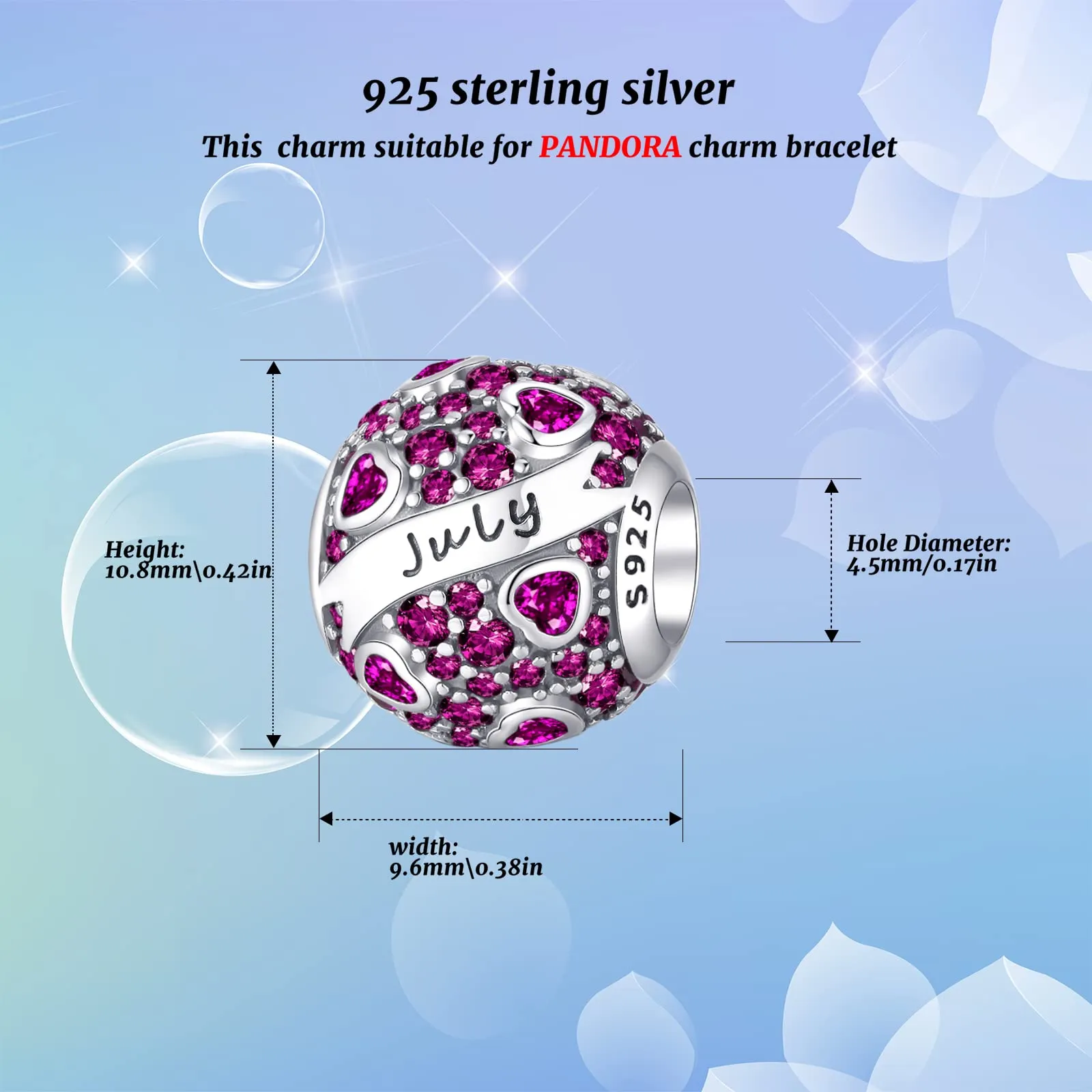 Symretie Bead Charm Ciondolo Argento Sterling 925 con Cubic Zirconia per Braccialetti e Collane Europei - immagine 3