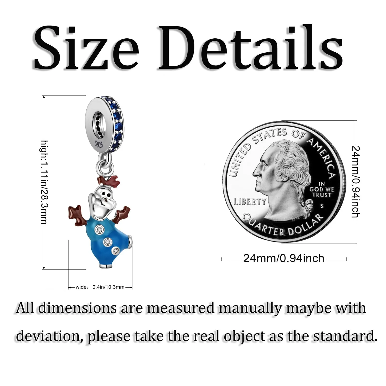 Symretie Bead Charm Ciondolo Argento Sterling 925 con Cubic Zirconia per Braccialetti e Collane Europee - immagine 2