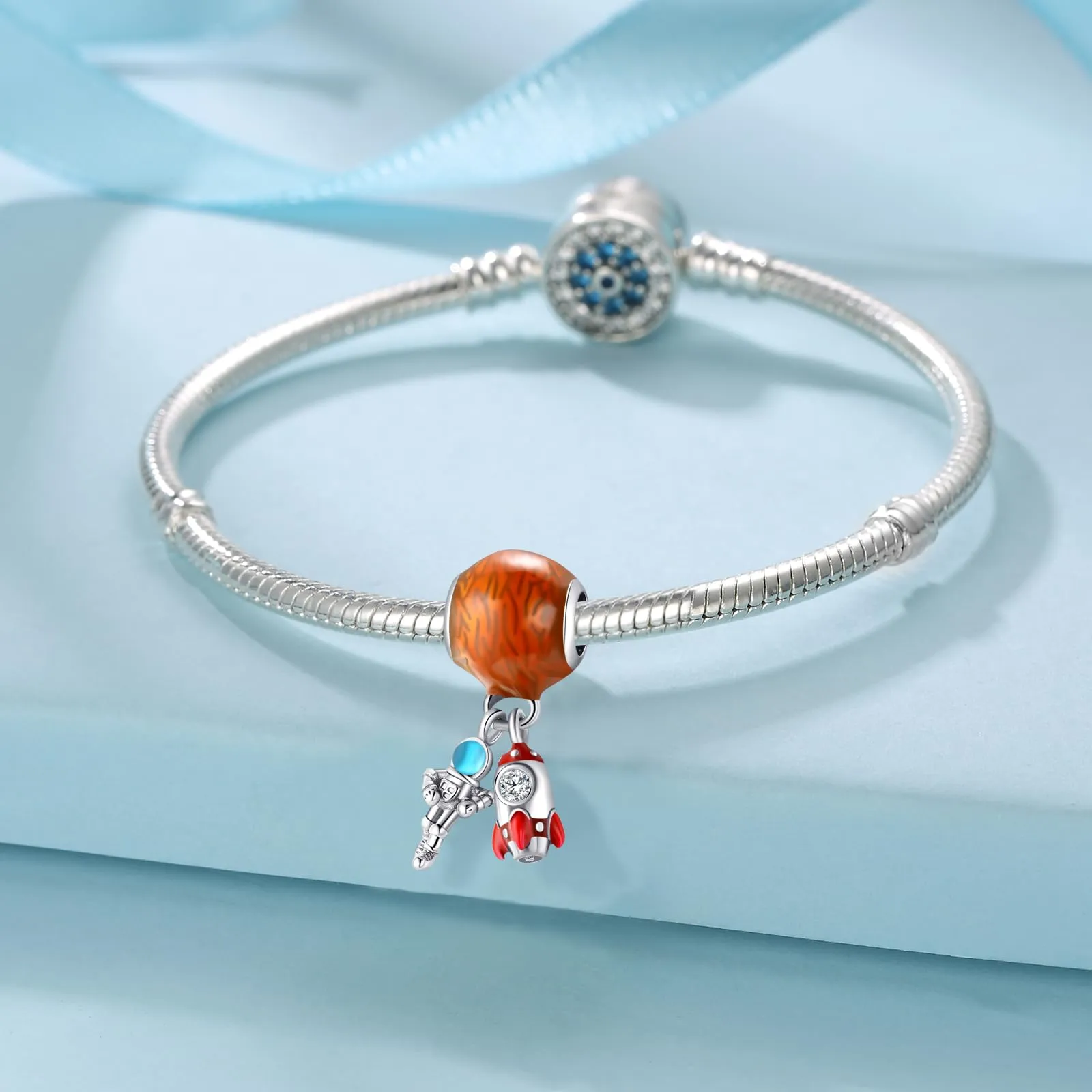 Symretie Bead Charm Ciondolo Argento Sterling 925 con Cubic Zirconia per Braccialetti e Collane Europei - immagine 5