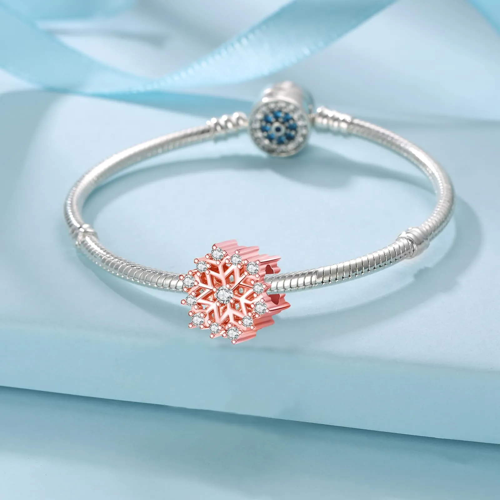 Symretie Bead Charm Ciondolo Argento Sterling 925 con Cubic Zirconia per Braccialetti e Collane Europee - immagine 5