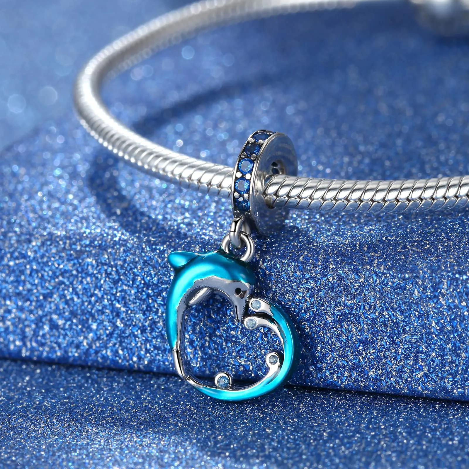 Symretie Bead Charm in Argento Sterling 925 con Cubic Zirconia, Compatibile con Braccialetti Pandora e Collane Europee - immagine 7