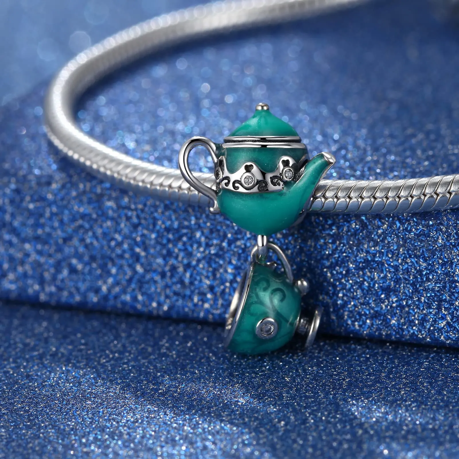 Symretie Bead Charm in Argento Sterling 925 con Cubic Zirconia, Compatibile con Braccialetti e Collane Pandora e Europei - immagine 8