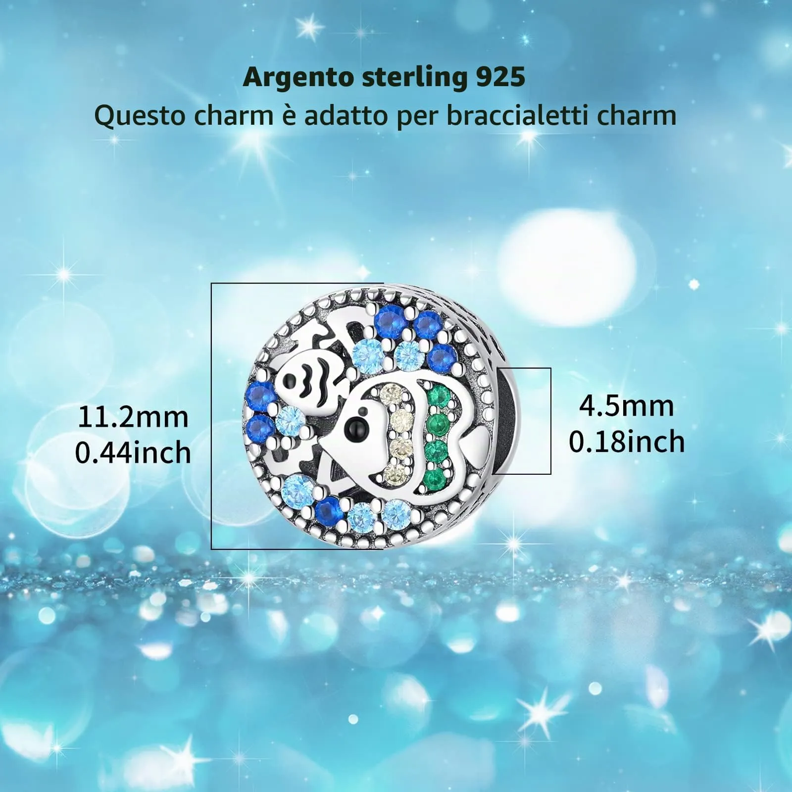 Symretie Bead Charm Ciondolo Argento Sterling 925 con Cubic Zirconia per Braccialetti e Collane Europei - immagine 3