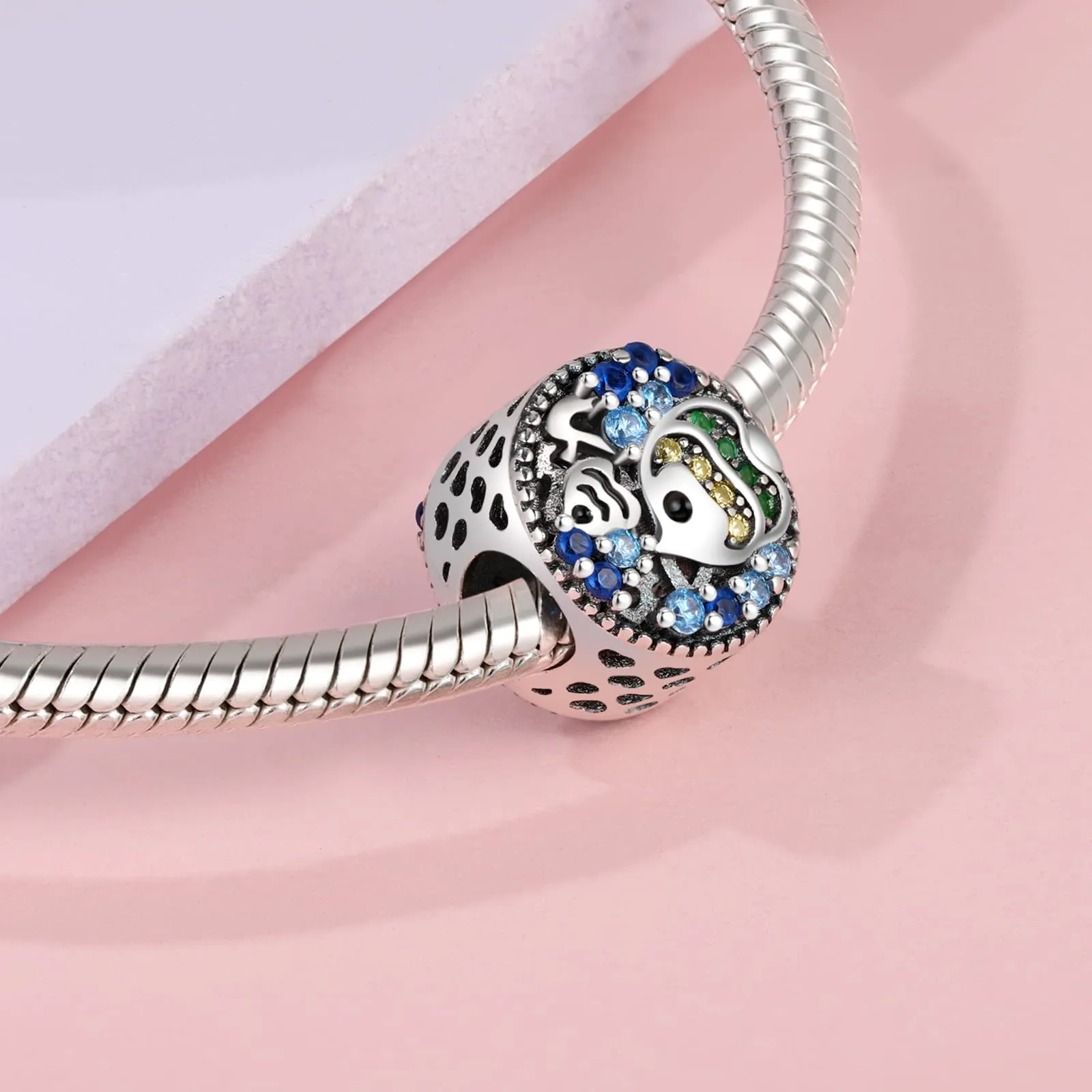 Symretie Bead Charm Ciondolo Argento Sterling 925 con Cubic Zirconia per Braccialetti e Collane Europei - immagine 5