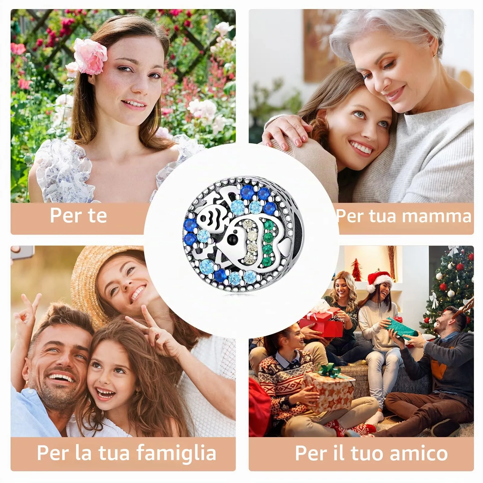 Symretie Bead Charm Ciondolo Argento Sterling 925 con Cubic Zirconia per Braccialetti e Collane Europei - immagine 6
