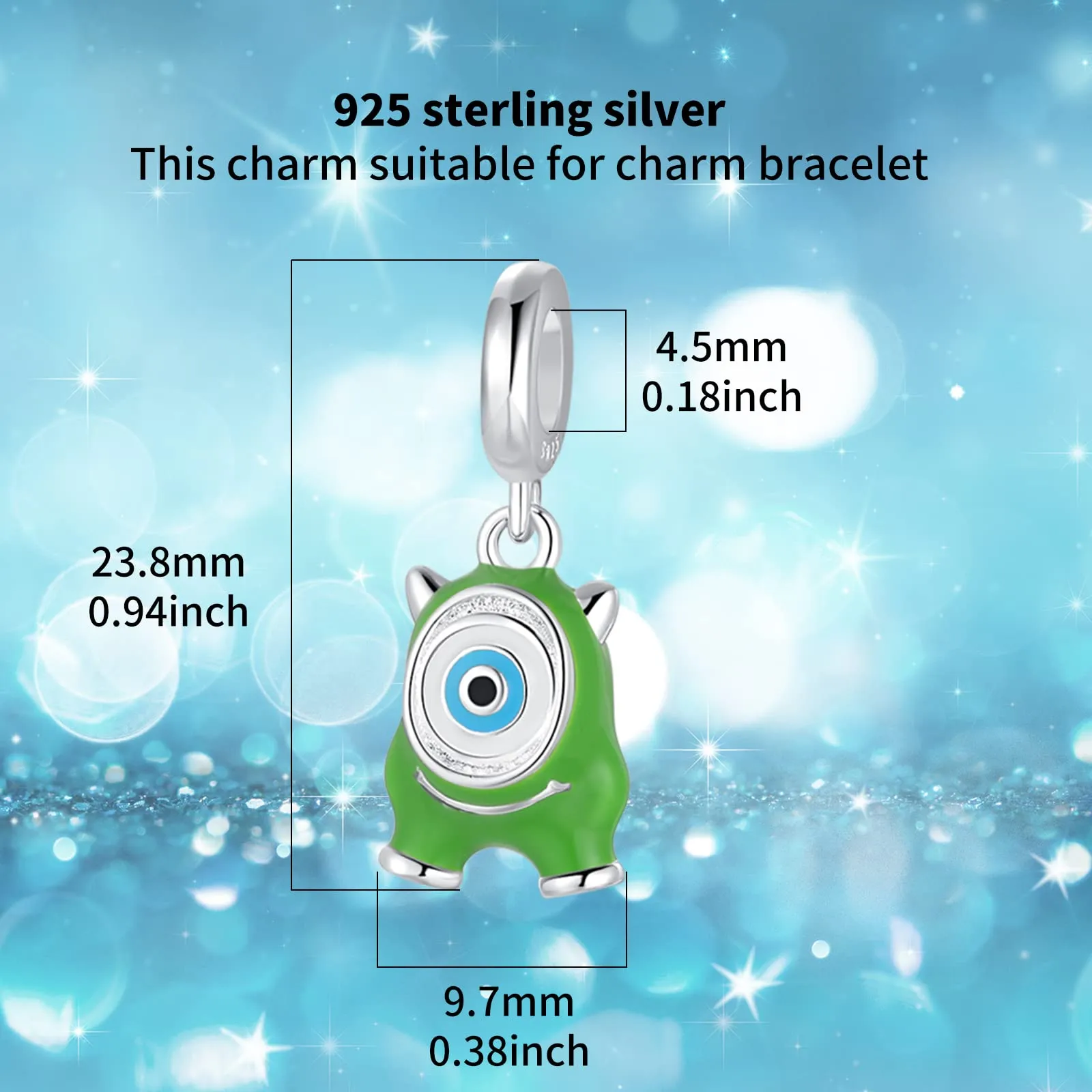 Symretie Bead Charm Ciondolo in Argento Sterling 925 con Cubic Zirconia per Braccialetti e Collane Europee - immagine 3