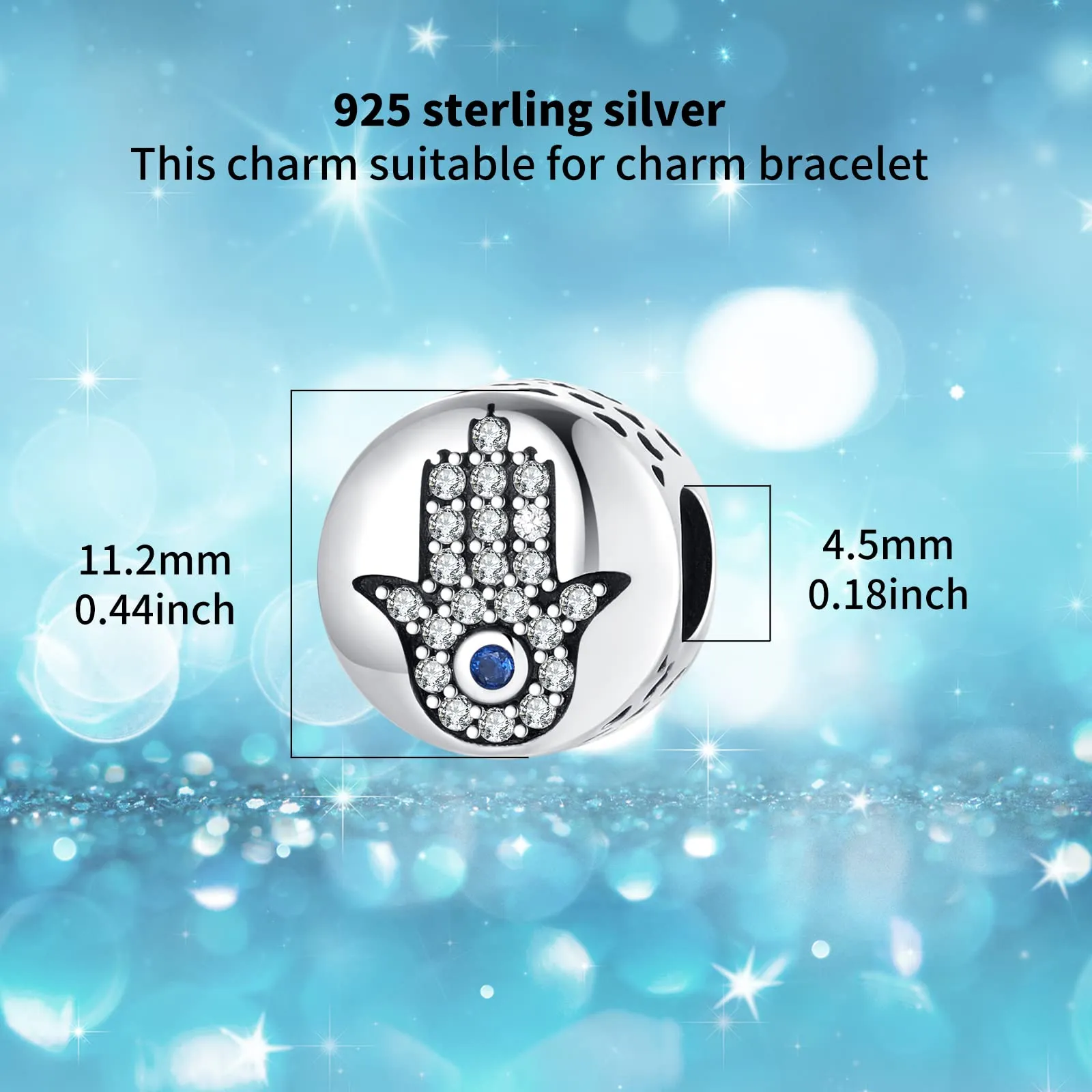 Symretie Bead Charm Ciondolo in Argento Sterling 925 con Cubic Zirconia per Braccialetti Pandora e Collane Europee - immagine 3
