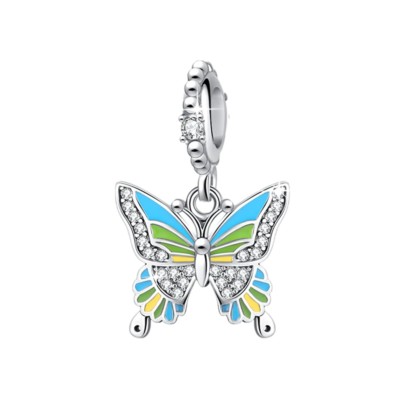 Symretie Bead Charm Ciondolo Argento Sterling 925 con Cubic Zirconia per Braccialetti Pandora e Collane Europee - immagine 1