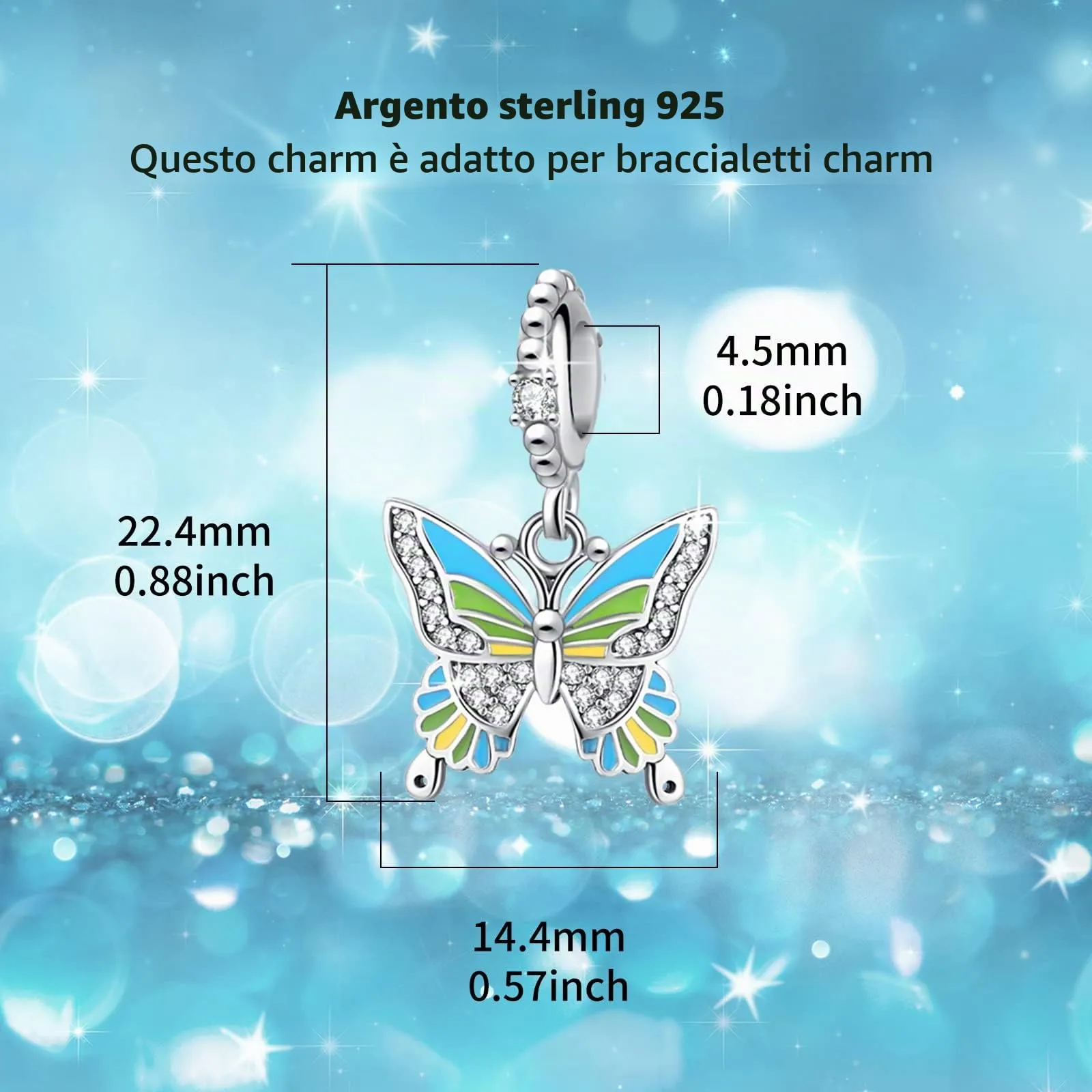 Symretie Bead Charm Ciondolo Argento Sterling 925 con Cubic Zirconia per Braccialetti Pandora e Collane Europee - immagine 3