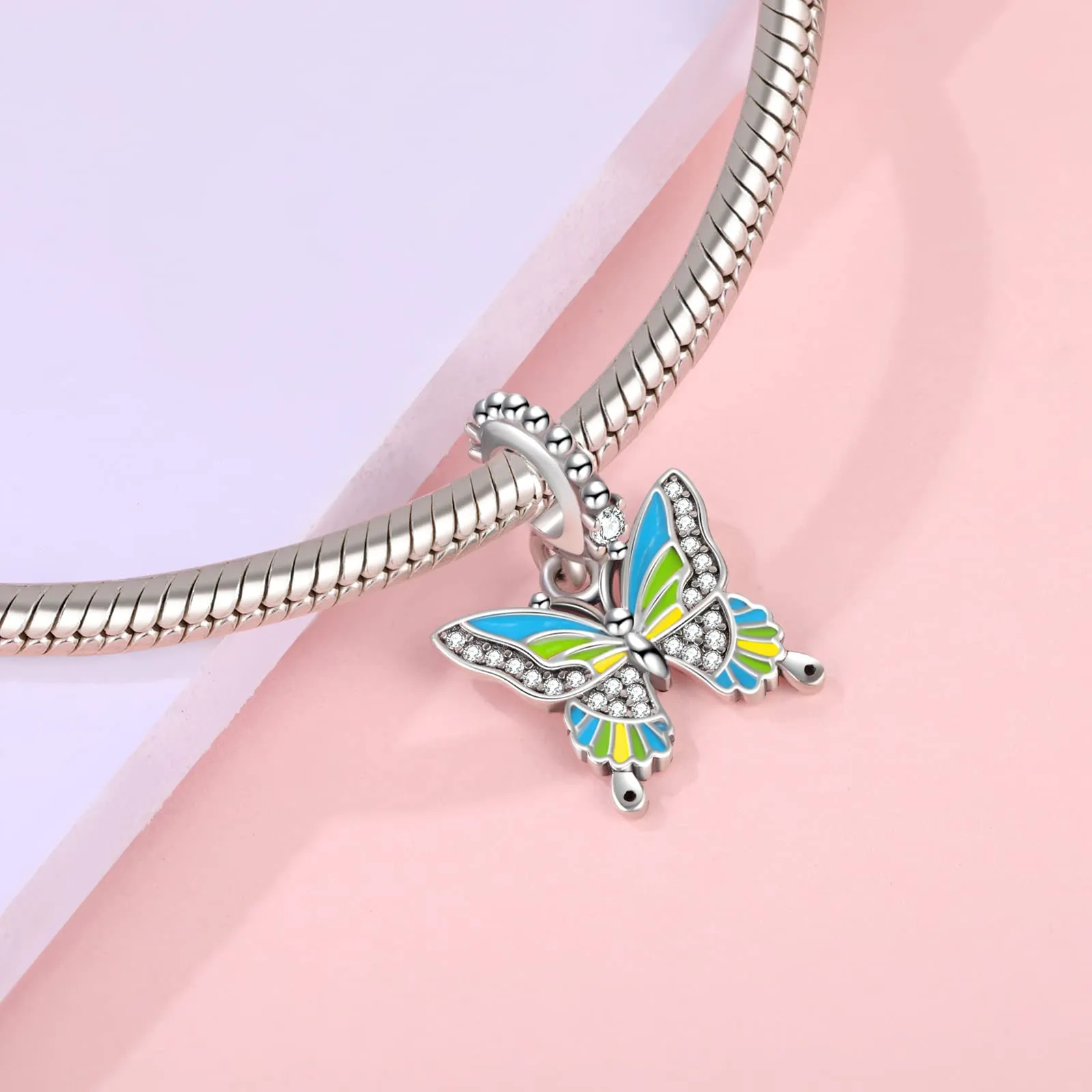 Symretie Bead Charm Ciondolo Argento Sterling 925 con Cubic Zirconia per Braccialetti Pandora e Collane Europee - immagine 5