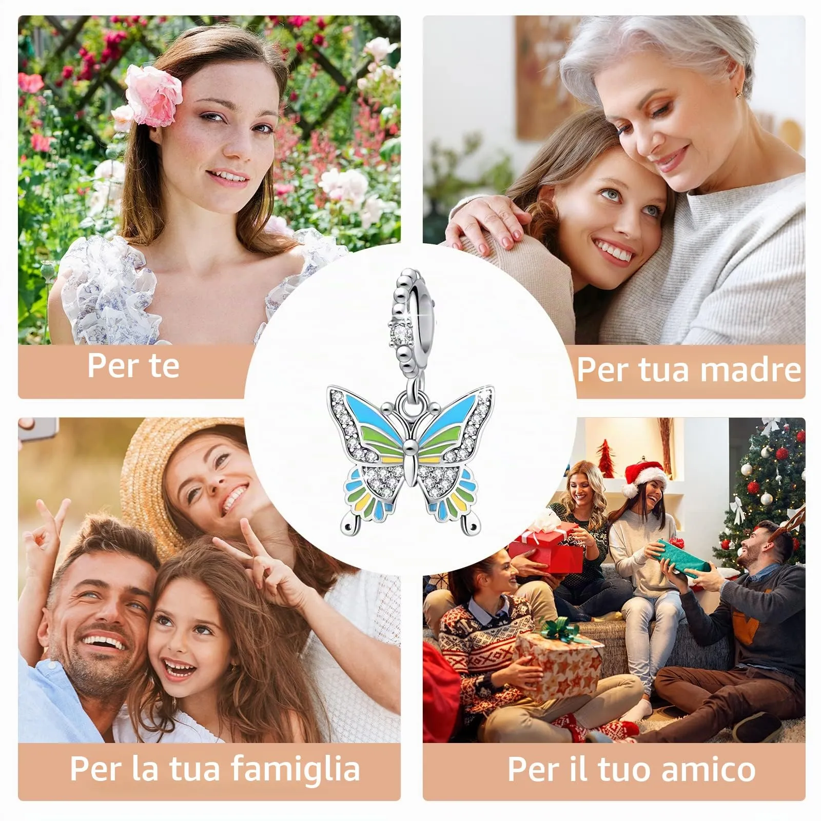 Symretie Bead Charm Ciondolo Argento Sterling 925 con Cubic Zirconia per Braccialetti Pandora e Collane Europee - immagine 6
