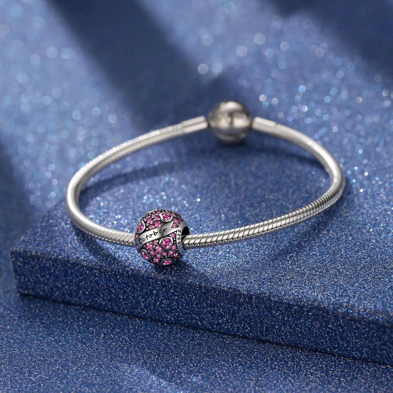 Symretie Bead Charm Ciondolo Argento Sterling 925 con Cubic Zirconia per Braccialetti e Collane Europee - immagine 8