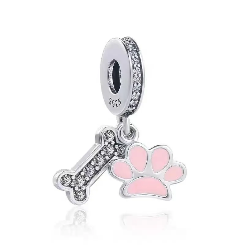 Symretie Bead Charm Ciondolo Argento Sterling 925 con Cubic Zirconia per Braccialetti e Collane Europee - immagine 1