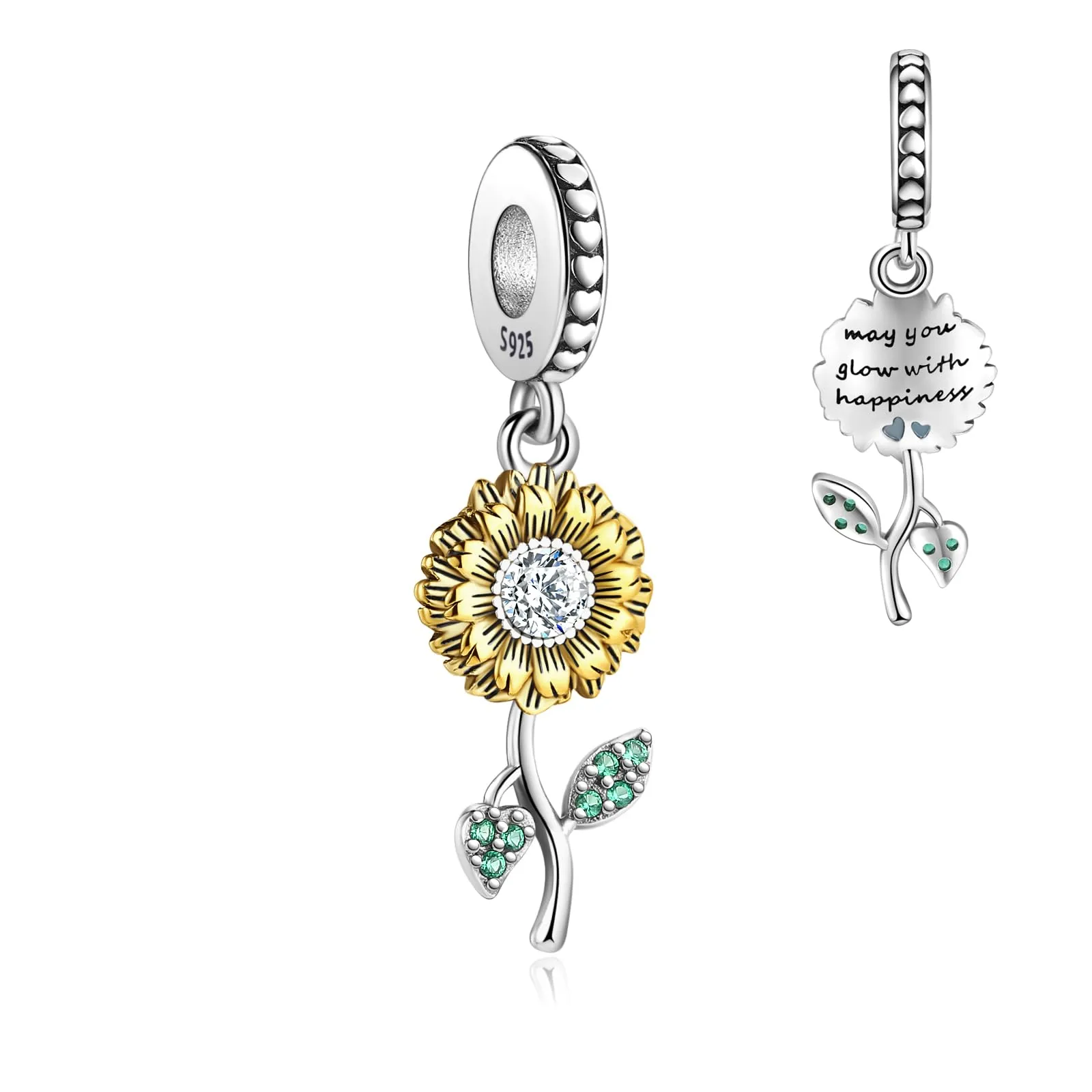 Symretie Bead Charm in Argento Sterling 925 con Cubic Zirconia, Compatibile con Braccialetti e Collane Europei - immagine 1