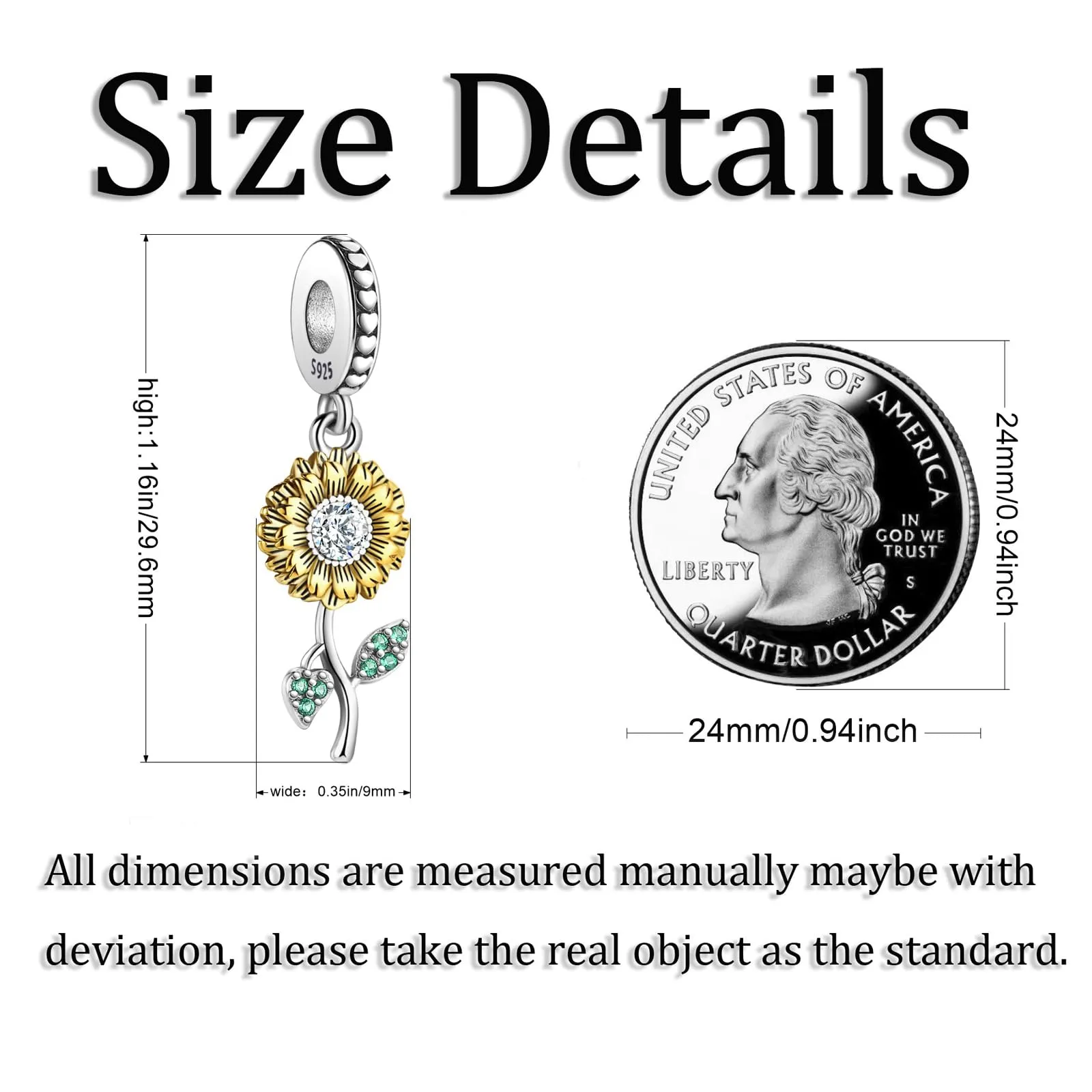Symretie Bead Charm in Argento Sterling 925 con Cubic Zirconia, Compatibile con Braccialetti e Collane Europei - immagine 3