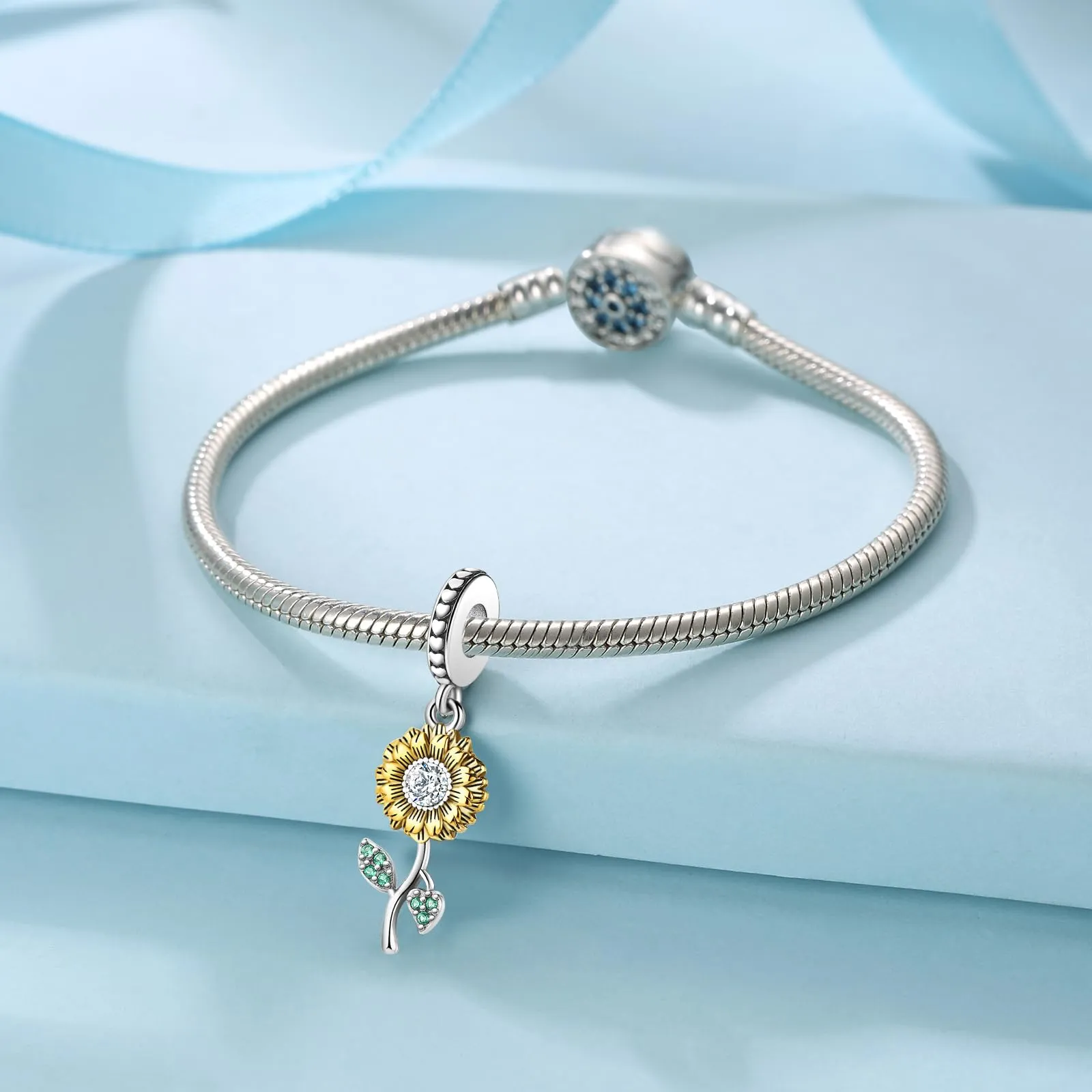Symretie Bead Charm in Argento Sterling 925 con Cubic Zirconia, Compatibile con Braccialetti e Collane Europei - immagine 5