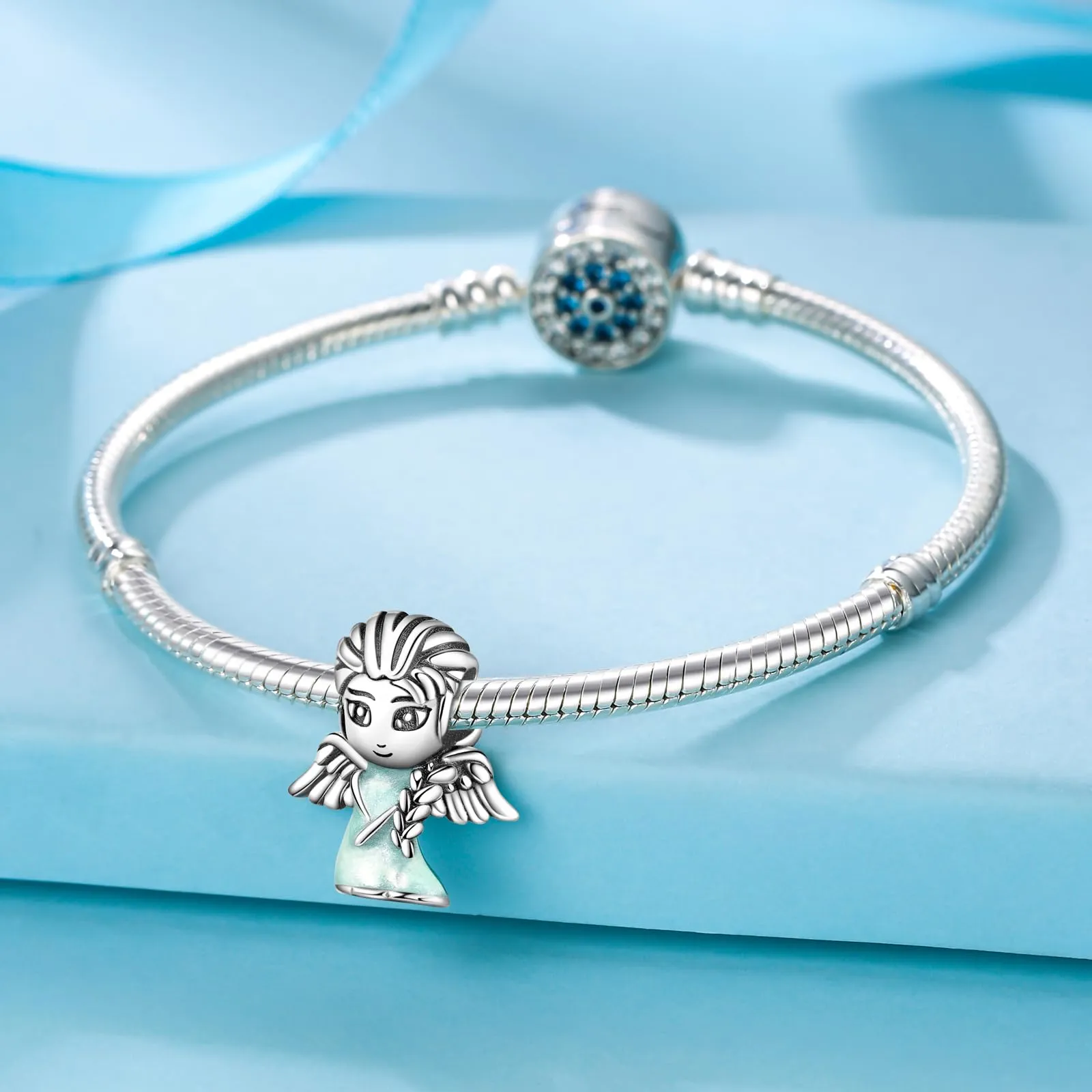 Symretie Bead Charm Ciondolo Argento Sterling 925 con Cubic Zirconia per Braccialetti e Collane Europee - immagine 4
