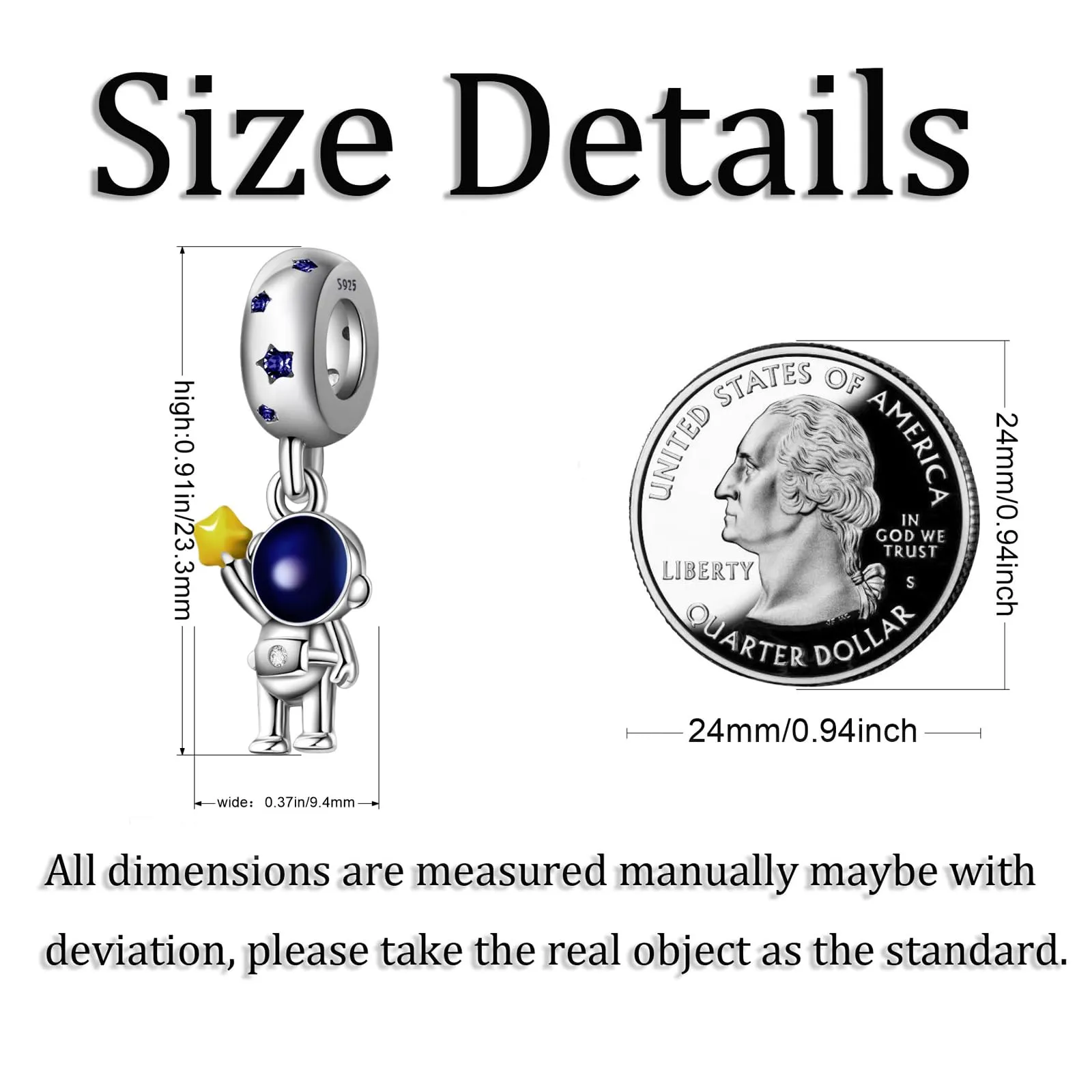 Symretie Bead Charm Ciondolo Argento Sterling 925 con Cubic Zirconia per Braccialetti e Collane Europei - immagine 2