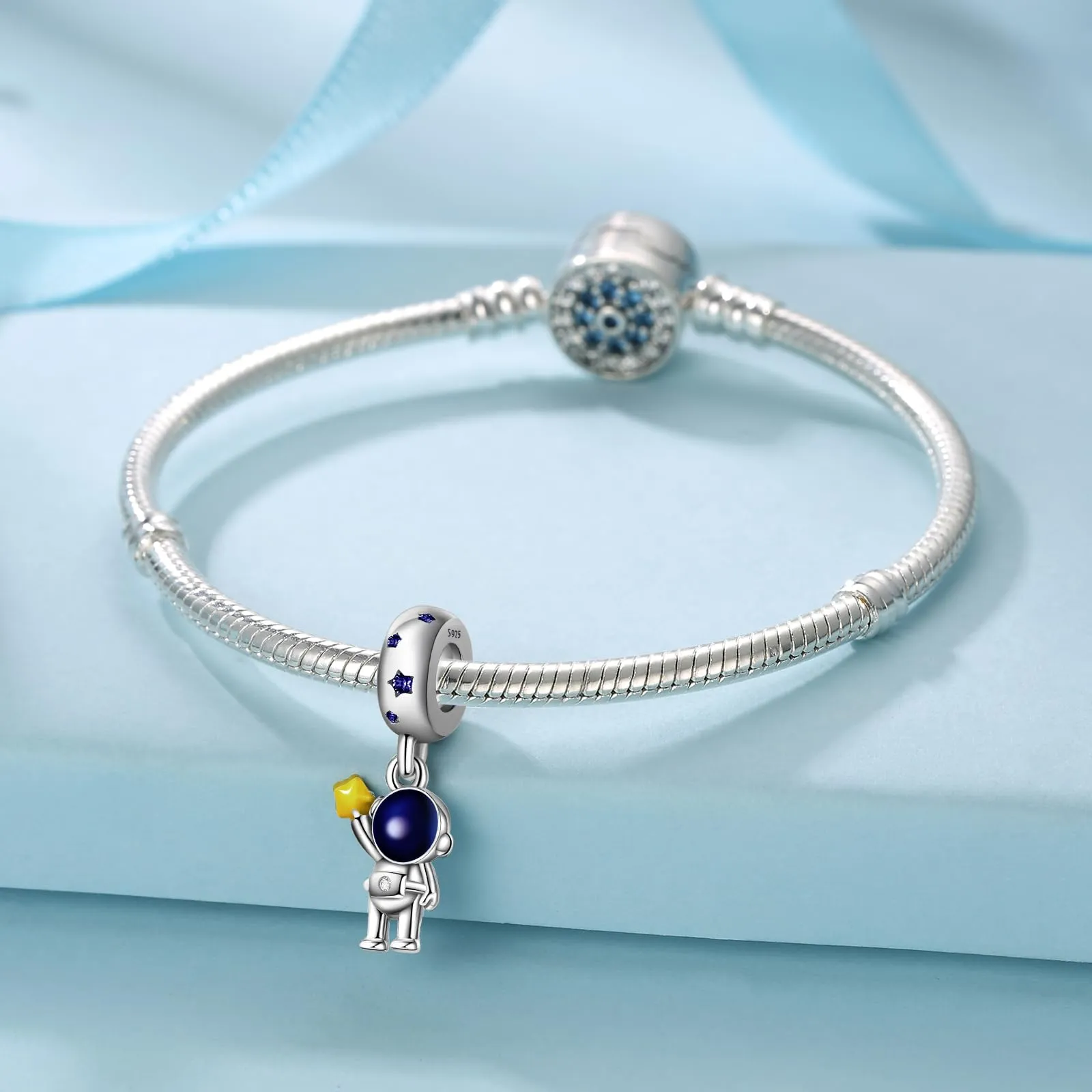 Symretie Bead Charm Ciondolo Argento Sterling 925 con Cubic Zirconia per Braccialetti e Collane Europei - immagine 4