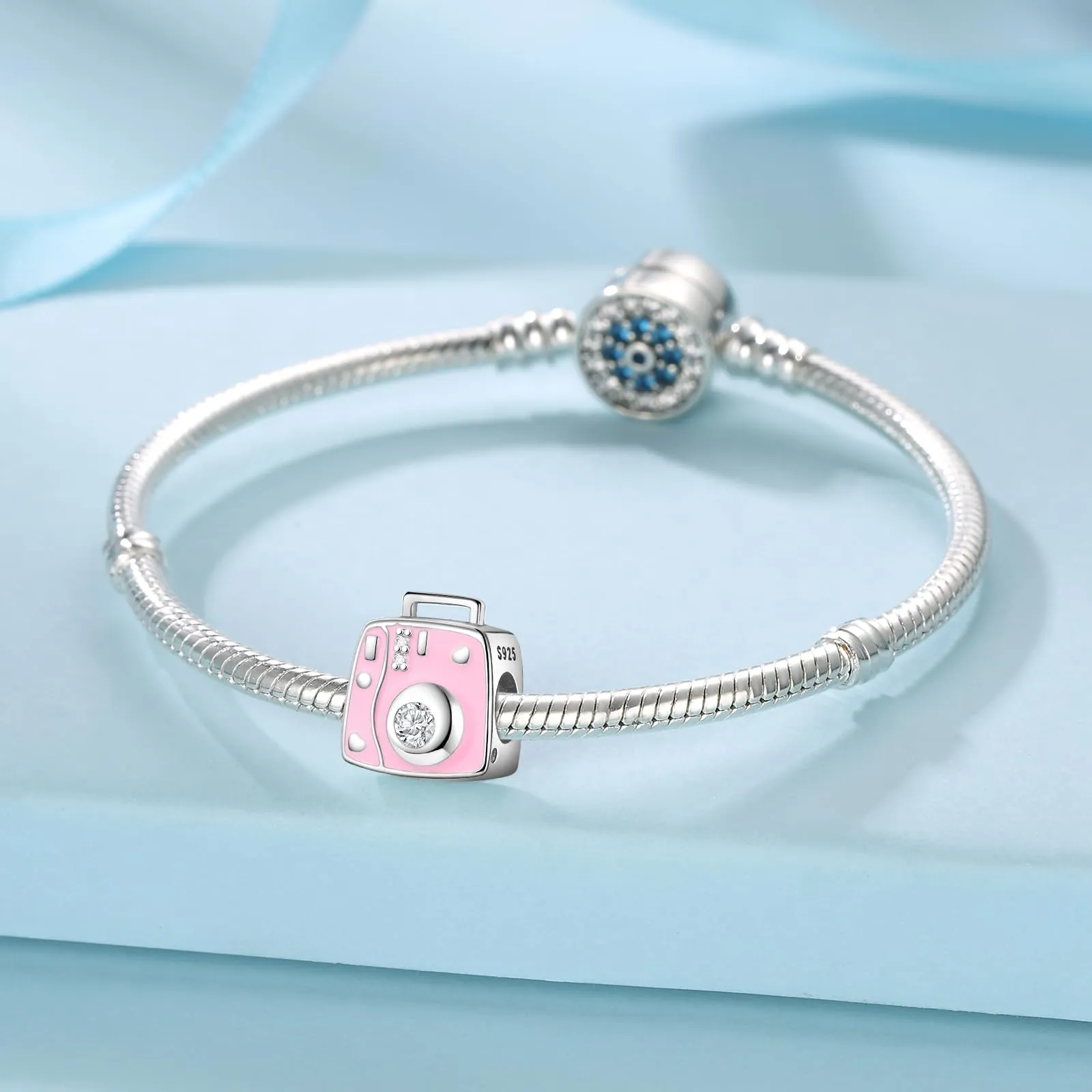 Symretie Bead Charm Ciondolo Argento Sterling 925 con Cubic Zirconia per Braccialetti e Collane Europei - immagine 4