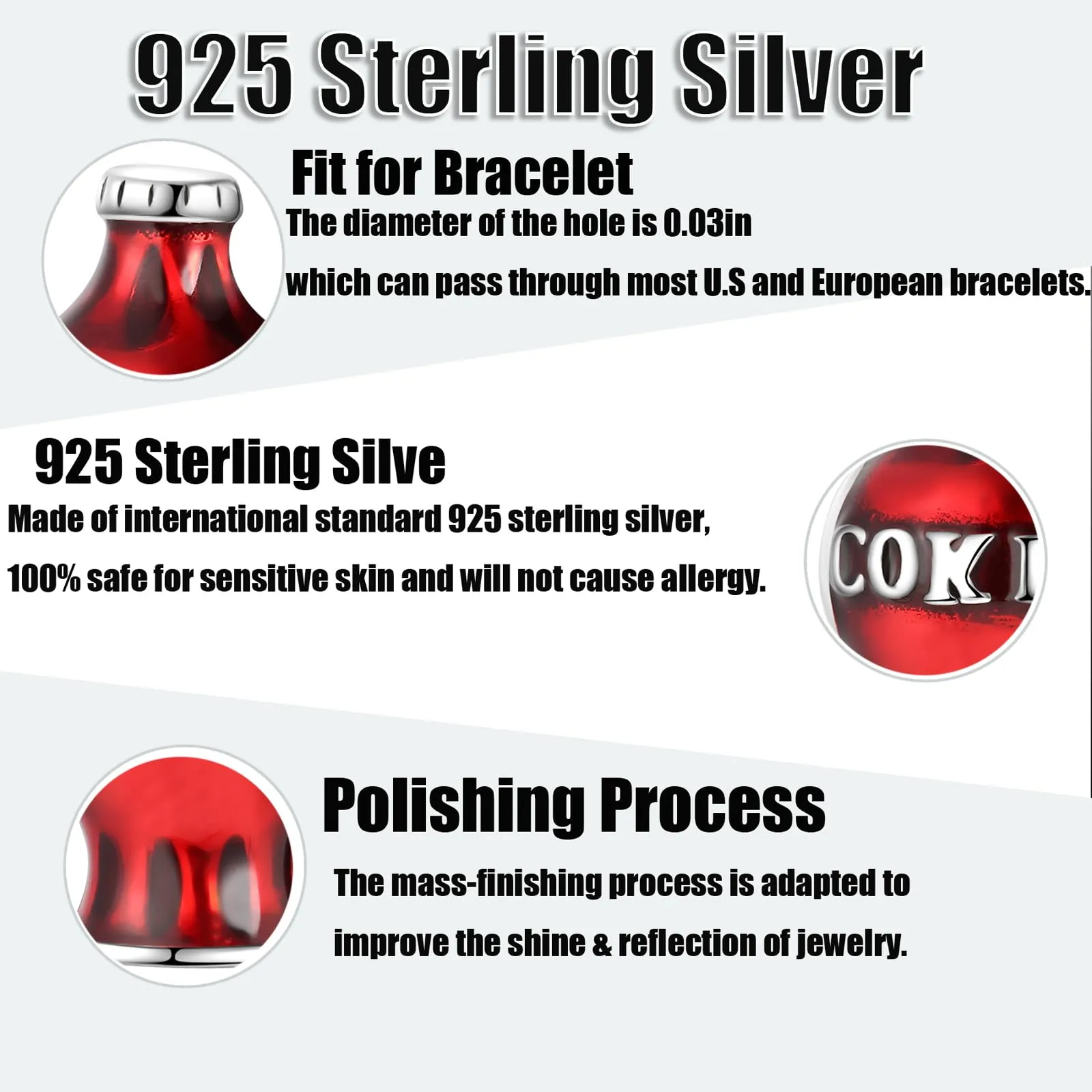 Symretie Bead Charm in Argento Sterling 925 con Cubic Zirconia per Braccialetti e Collane Europee - immagine 2