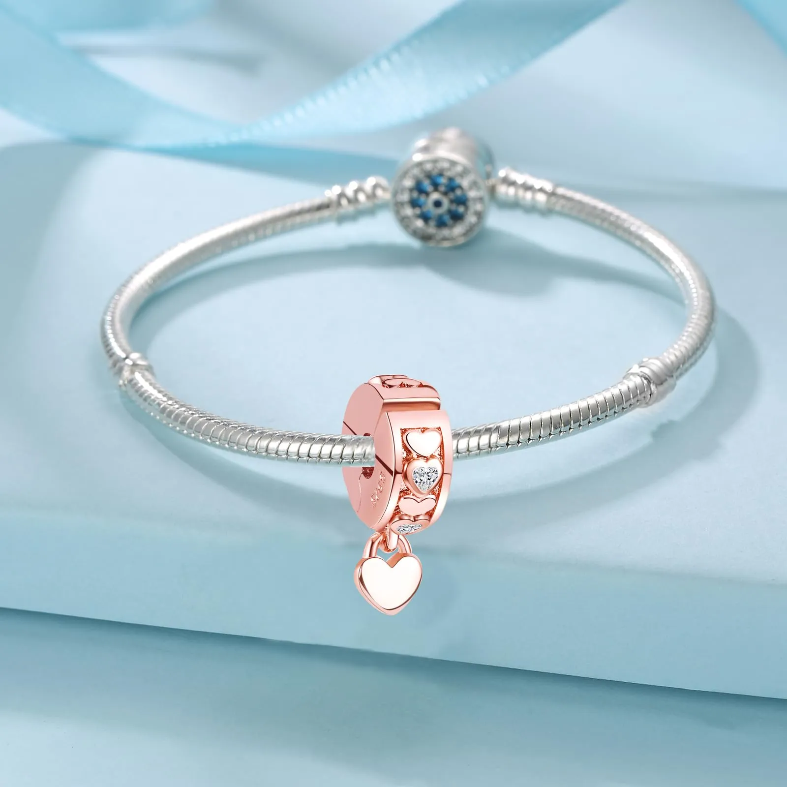 Symretie Bead Charm in Argento Sterling 925 e Cubic Zirconia, Compatibile con Braccialetti e Collane Europei - immagine 6