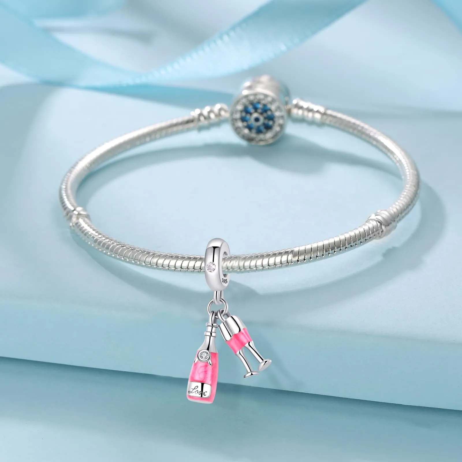 Symretie Bead Charm in Argento Sterling 925 con Cubic Zirconia per Braccialetti e Collane europei - immagine 5