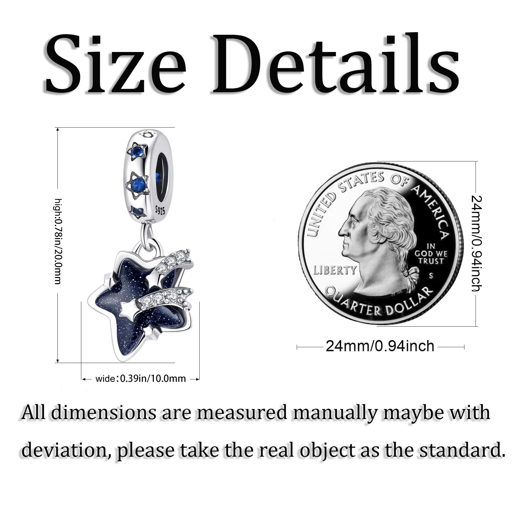 Symretie Bead Charm Ciondolo Argento Sterling 925 con Cubic Zirconia per Pandora Braccialetti e Collane Europee - immagine 3
