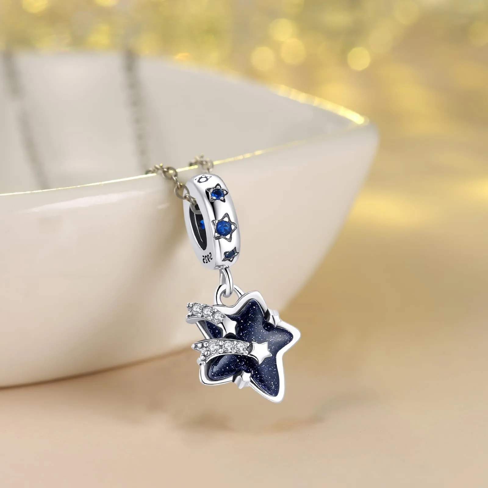 Symretie Bead Charm Ciondolo Argento Sterling 925 con Cubic Zirconia per Pandora Braccialetti e Collane Europee - immagine 8