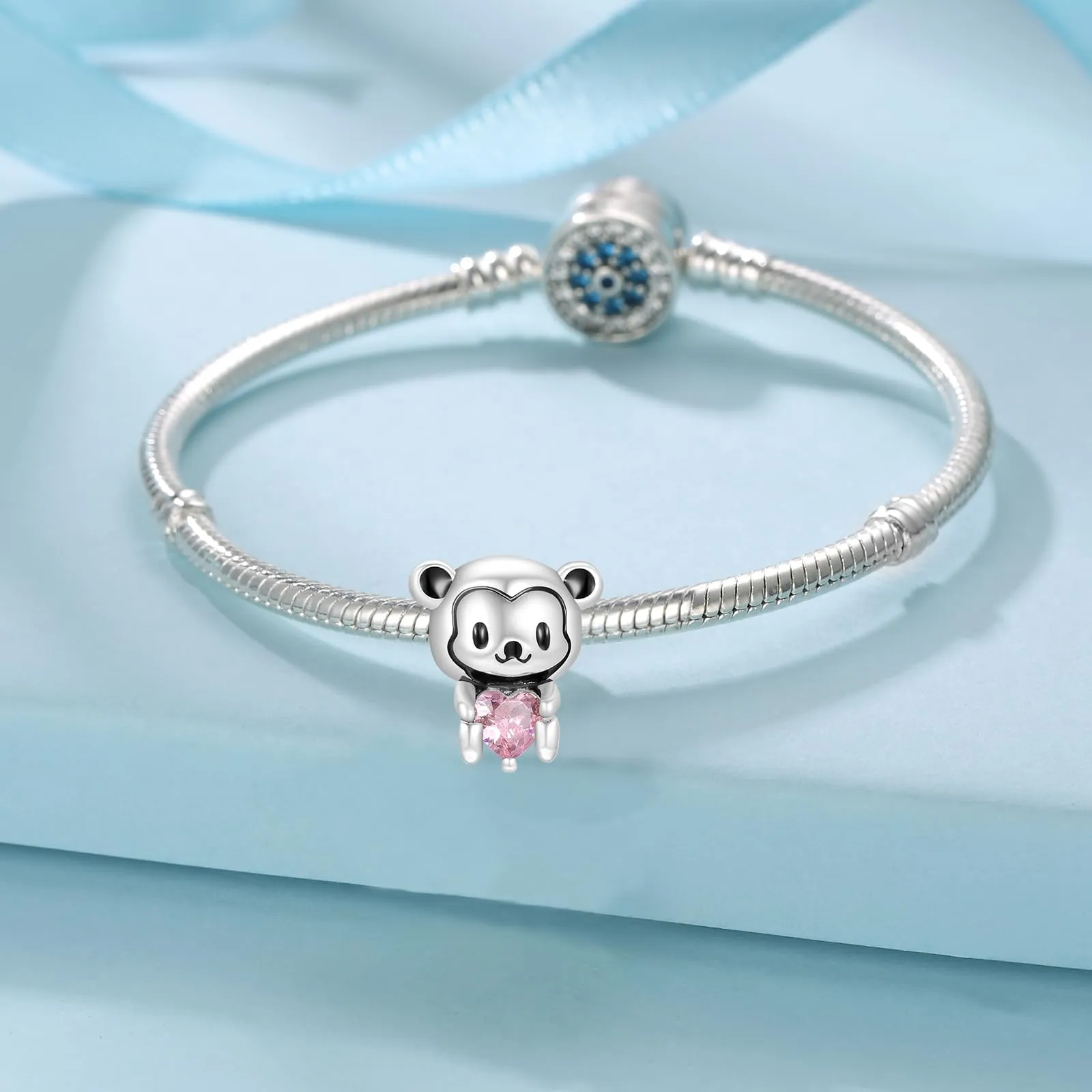 Symretie Bead Charm in Argento Sterling 925 con Cubic Zirconia per Braccialetti e Collane Europee - immagine 6