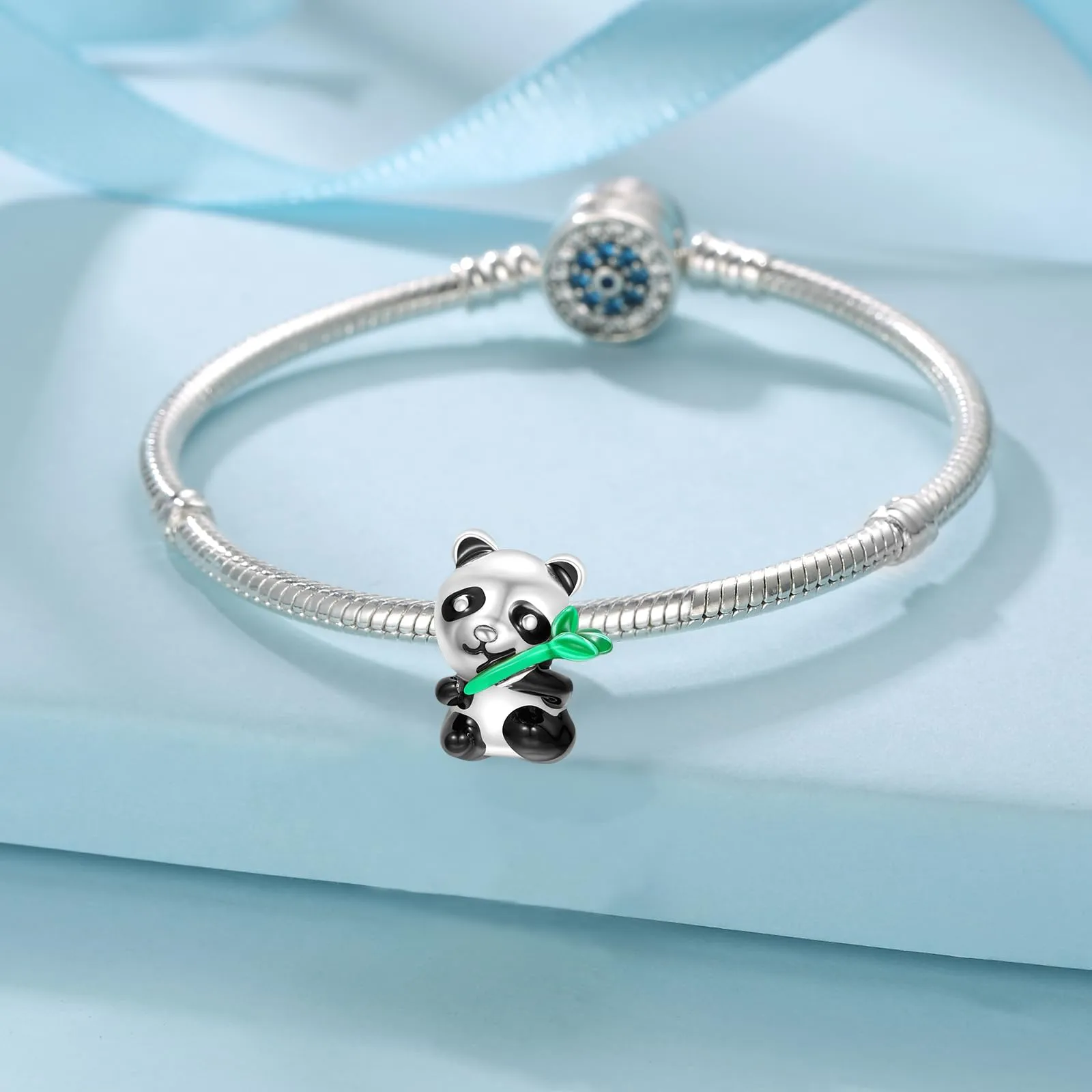Symretie Bead Charm Ciondolo Argento Sterling 925 con Cubic Zirconia per Braccialetti e Collane Europee - immagine 4