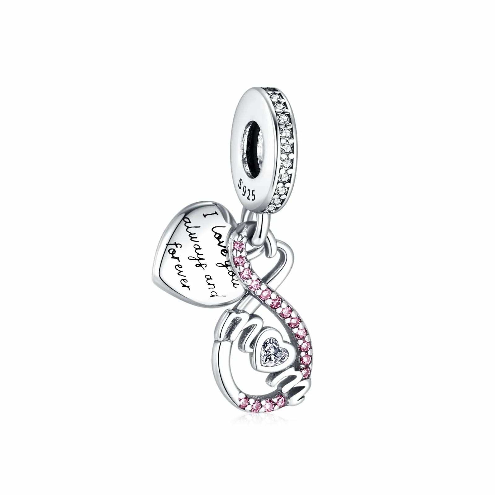 Symretie Bead Charm Ciondolo Argento Sterling 925 con Cubic Zirconia per Pandora Braccialetti e Collane Europee - immagine 1