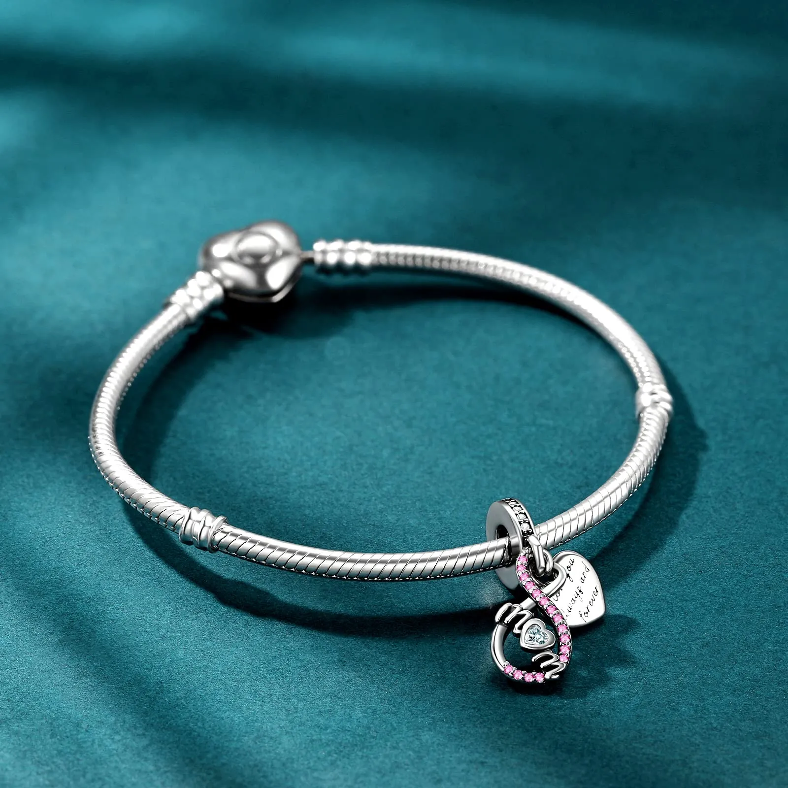 Symretie Bead Charm Ciondolo Argento Sterling 925 con Cubic Zirconia per Pandora Braccialetti e Collane Europee - immagine 4