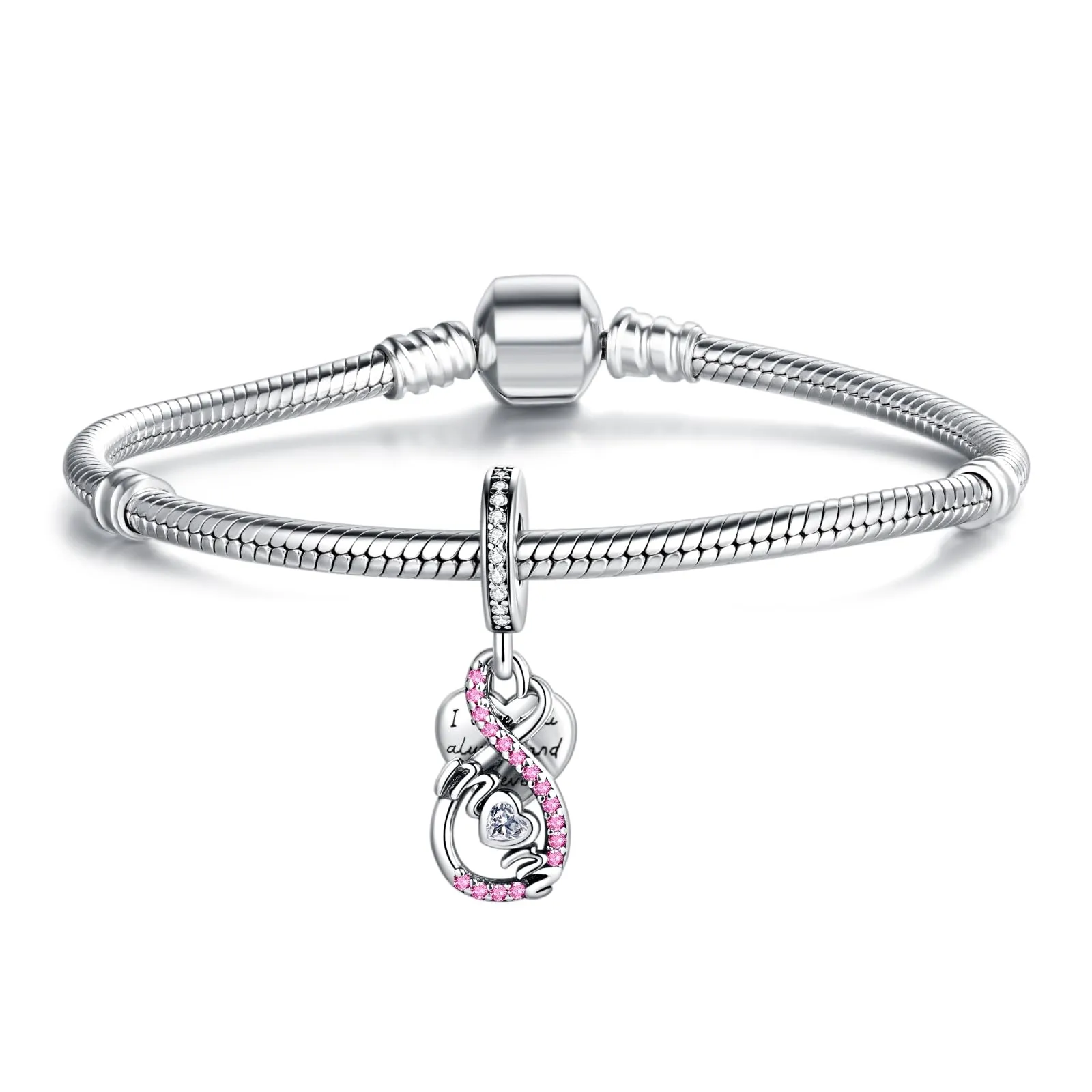 Symretie Bead Charm Ciondolo Argento Sterling 925 con Cubic Zirconia per Pandora Braccialetti e Collane Europee - immagine 8