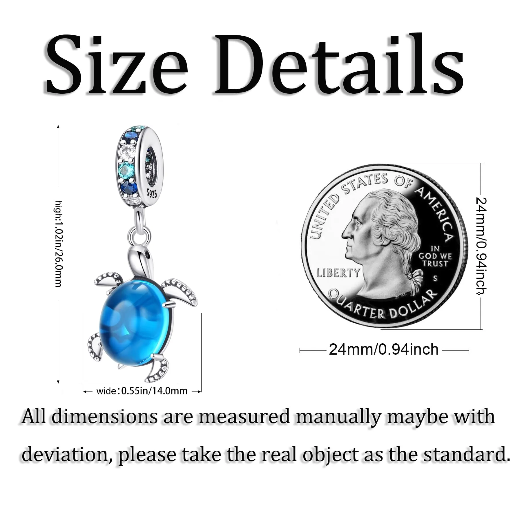Symretie Bead Charm Ciondolo Argento Sterling 925 con Cubic Zirconia per Pandora e Braccialetti Europei - immagine 2