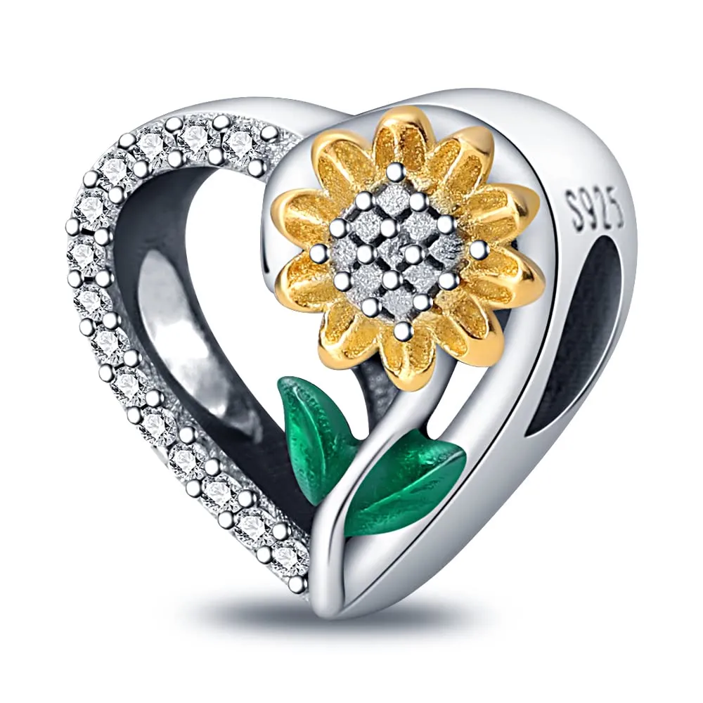 Symretie Bead Charm Ciondolo Argento Sterling 925 con Cubic Zirconia per Braccialetti Pandora e Collane Europee - immagine 1