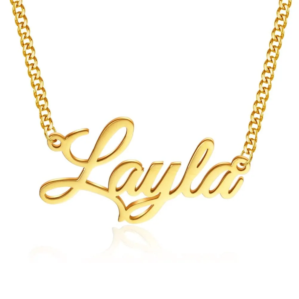 Kiddo Sky Collana con Nome Personalizzata, Catena Barbazzale, Placcata in Oro 18 Carati - immagine 1
