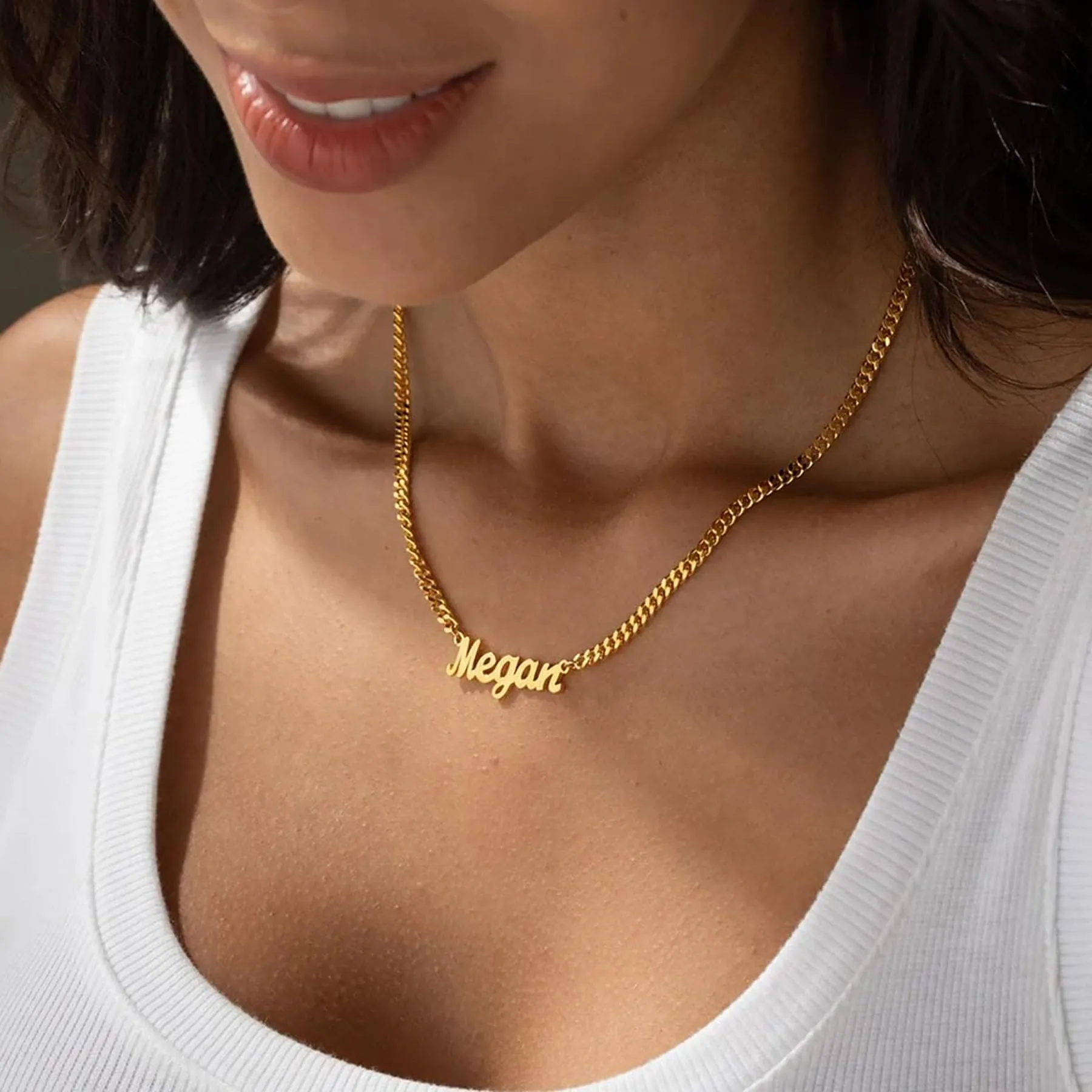 Kiddo Sky Collana con Nome Personalizzata, Catena Barbazzale, Placcata in Oro 18 Carati - immagine 2